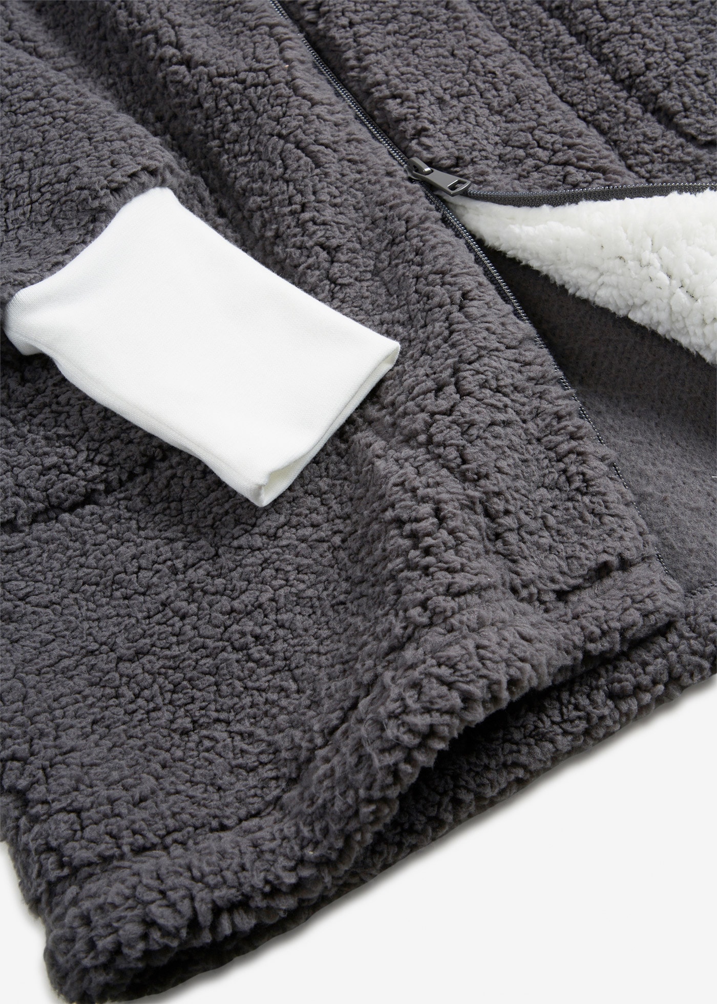 bonprix Fleecejacke mit Kapuze Winterjacke mit Kapuze und Teddyfleece