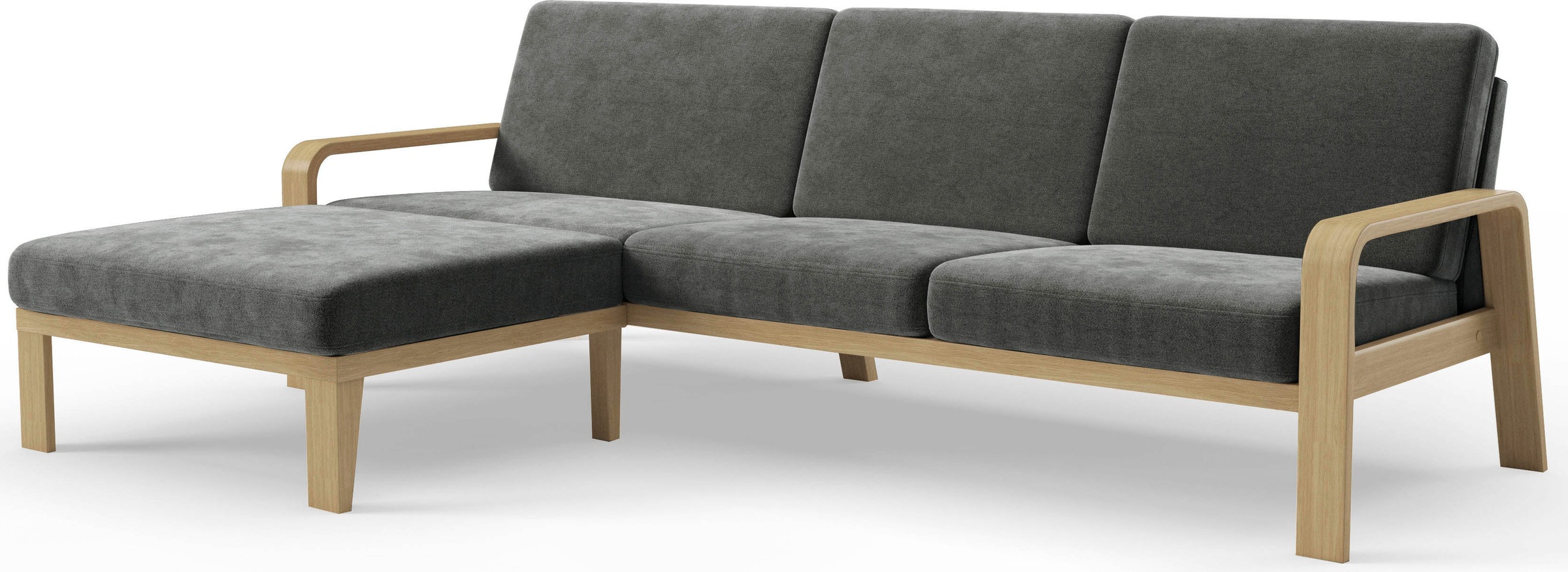 sit&more Ecksofa »Kolding L-Form«, Armlehnen aus Buchenholz in natur, verschiedene Bezüge und Farben