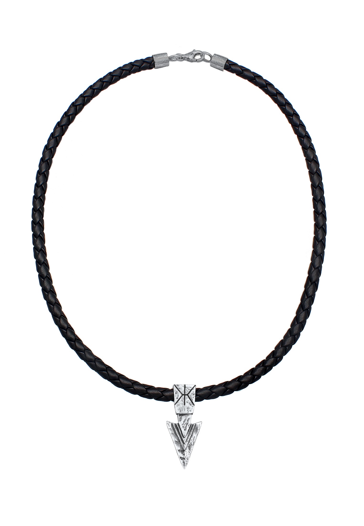 Kuzzoi Kette mit Anhänger »Herren Lederkette Arrow Pfeil Oxidiert 925 Silber«