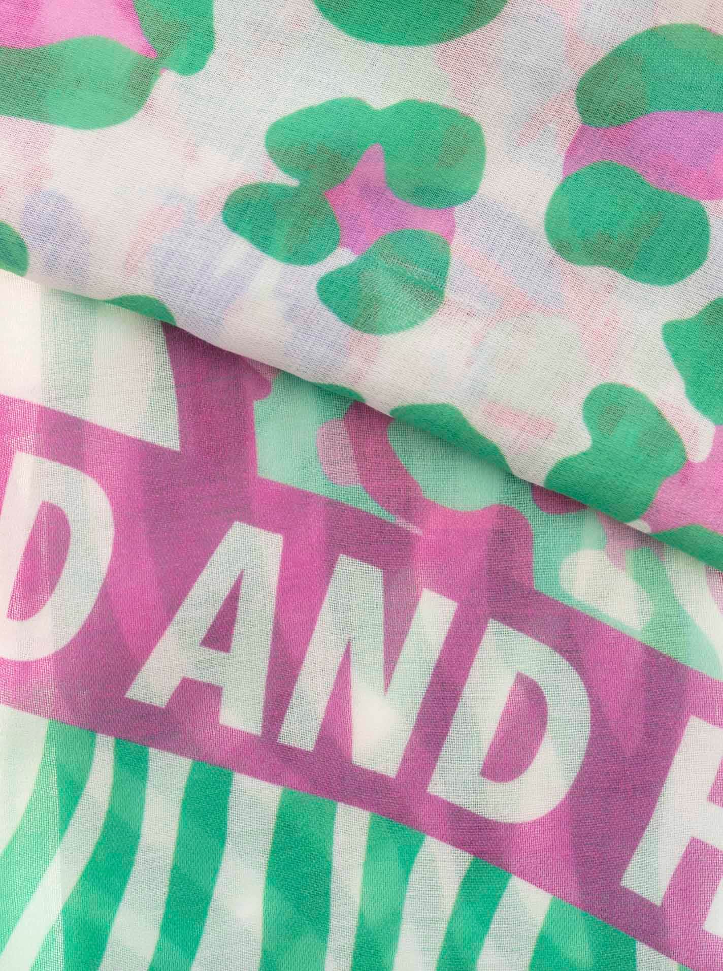 Zwillingsherz Schal »"Wild and Happy"« bunter Mustermix, Schriftzug, transparent