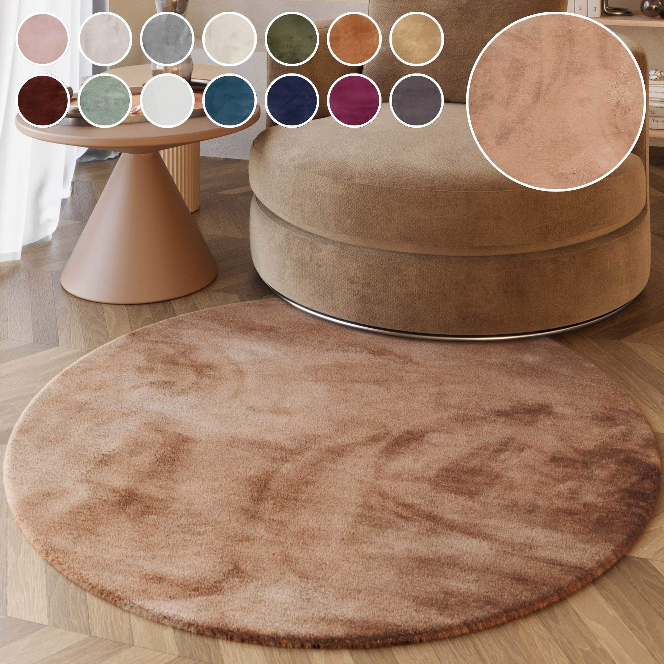 Esprit Hochflor-Teppich »Alice ESP-4377 Kunstfell«, rund, 25 mm Höhe, Kanin günstig online kaufen