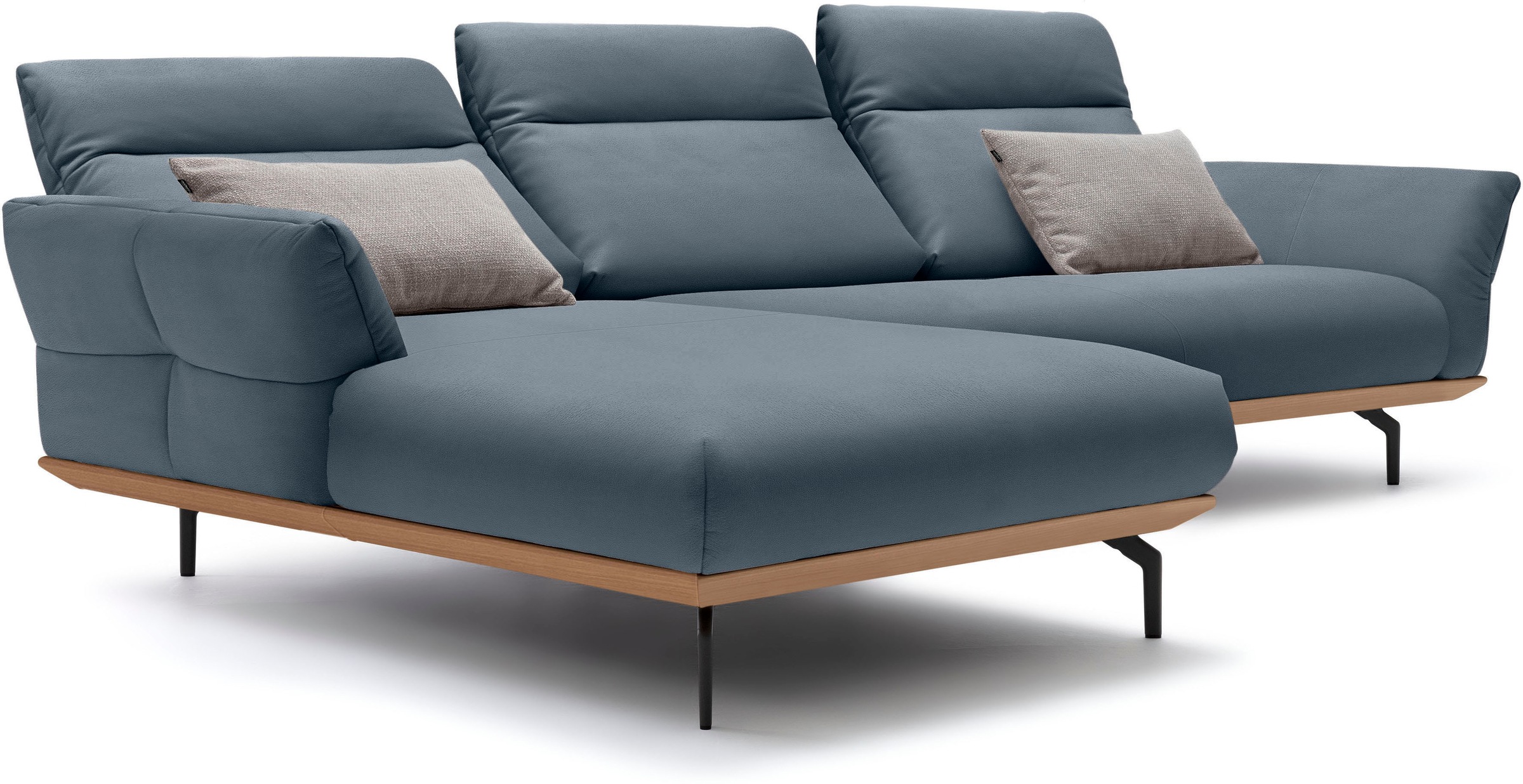 Creation BY ROLF BENZ Ecksofa »CR.460«, Sockel in Eiche, Winkelfüße in Umbragrau, Breite 318 cm