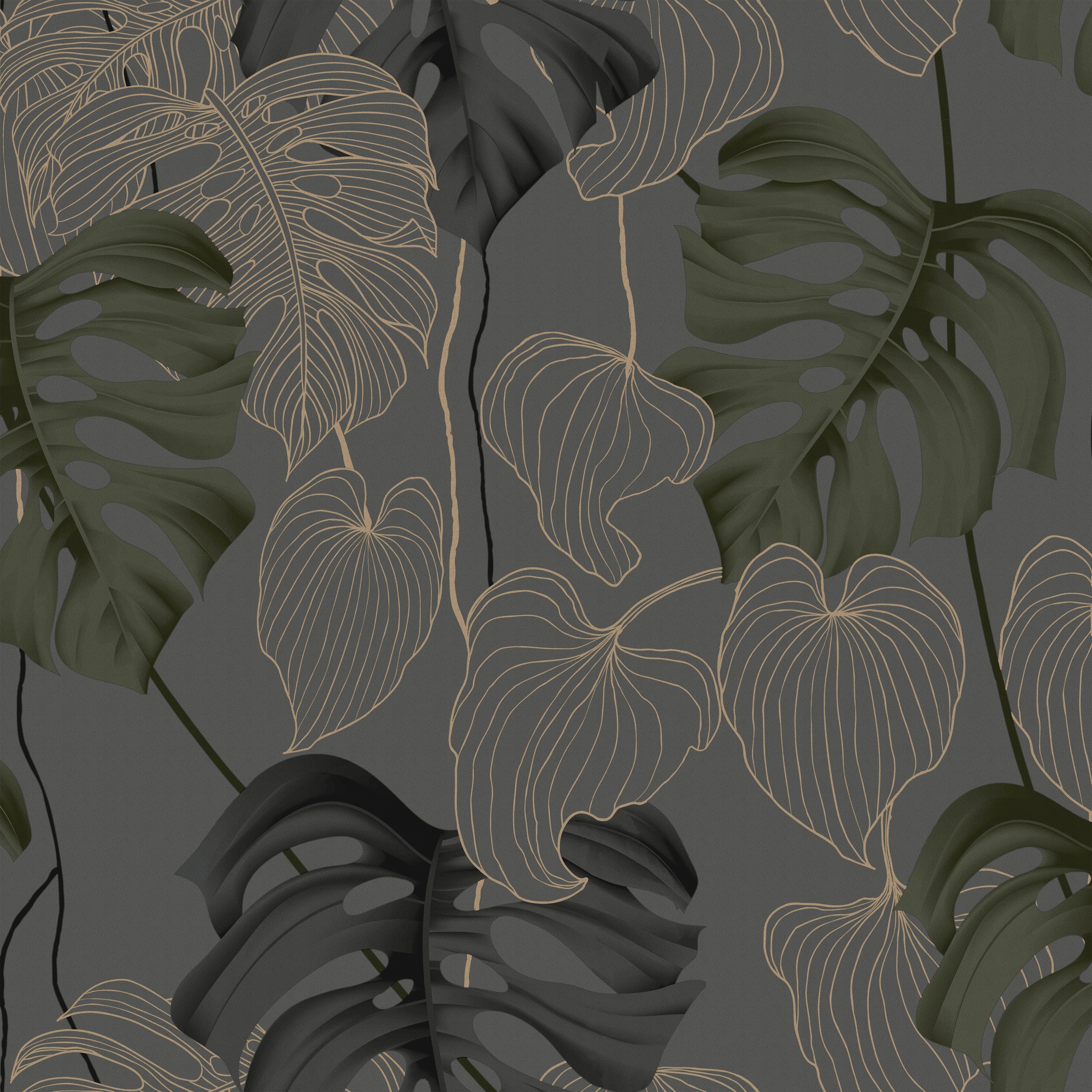 WOW Vliestapete »Paradiso« botanisch geprägt Grau/Grün - 1005x52 cm günstig online kaufen