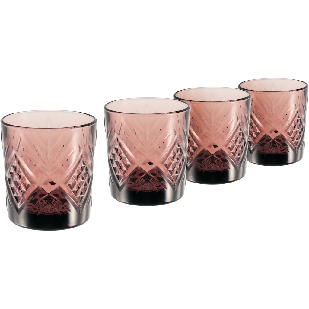 CreaTable Whiskyglas »Eugene«, (Set, 4 tlg.), dekorative Struktur, Trendfarbe violett, 300 ml, 4-teilig