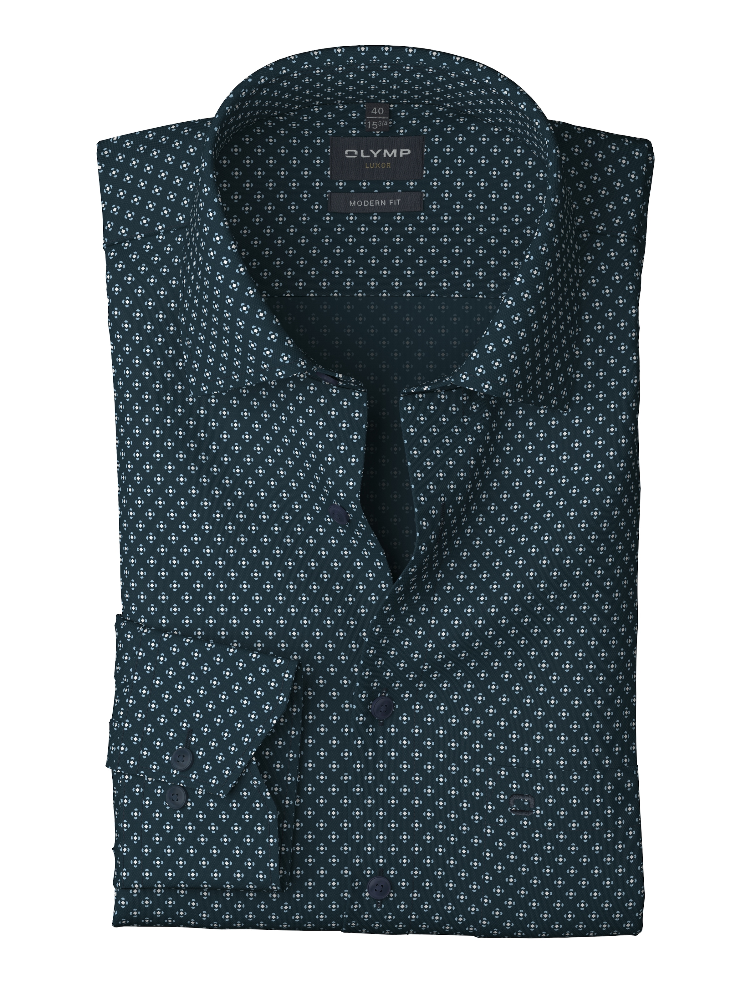 OLYMP Langarmhemd »Luxor modern fit«, modern fit, gemustert, Businesshemd, New Kentkragen, Extra langer Arm