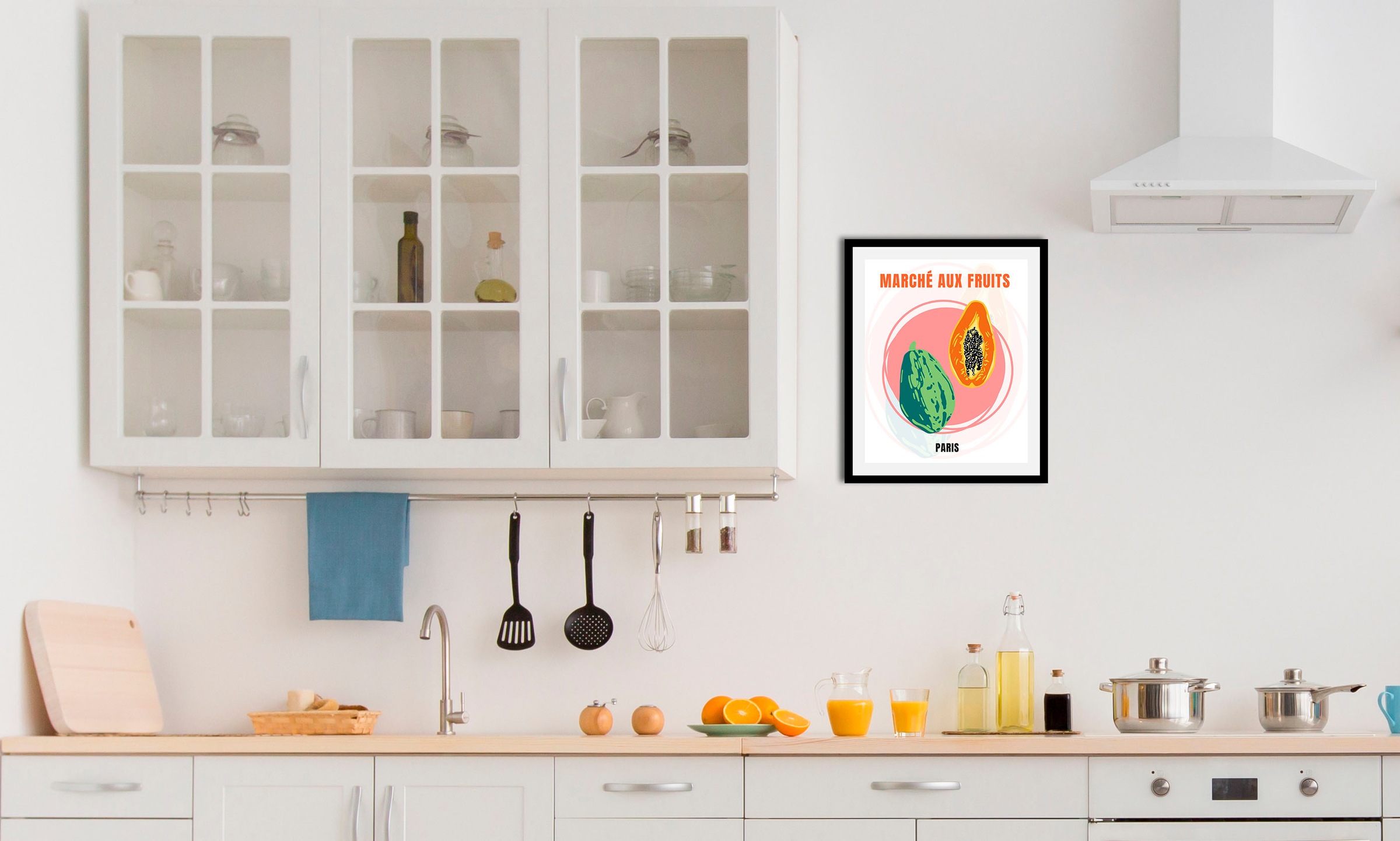 queence Bild »Paris«, Obst-Obst Bilder-Schriftzug-Kunst-Abstrakt-Essen-Lebe günstig online kaufen