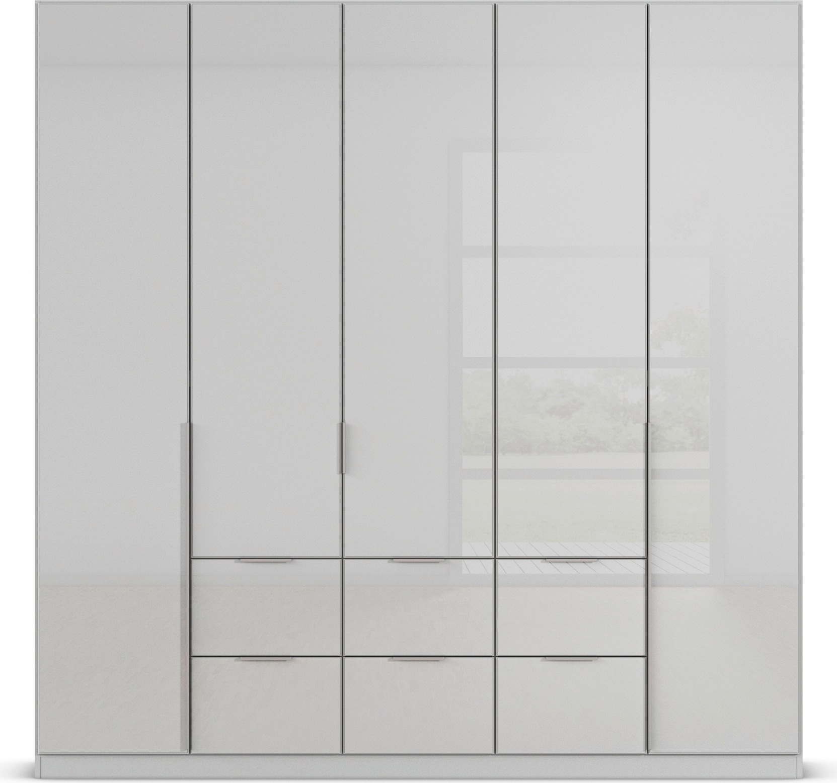 rauch Drehtürenschrank »Kleiderschrank Kleiderschränke Schrank Garderobe AGORDO mit Glasfront«, (in zwei Griff-Farben mit Glasfront), mit Außenschubkästen, in 6 Breiten und 2 Höhen MADE IN GERMANY