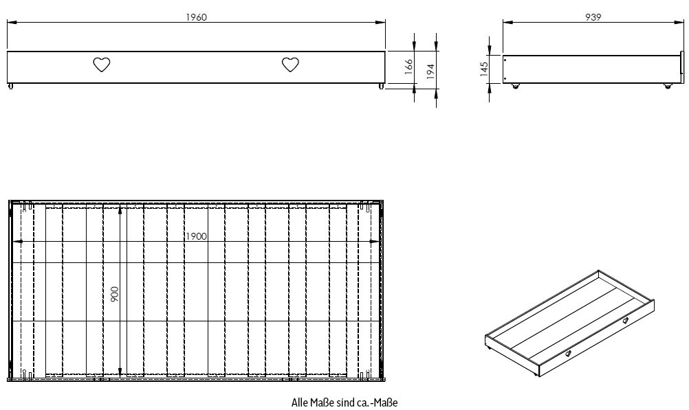 Vipack Bettschubkasten »Amori«, (Made in Europe)
