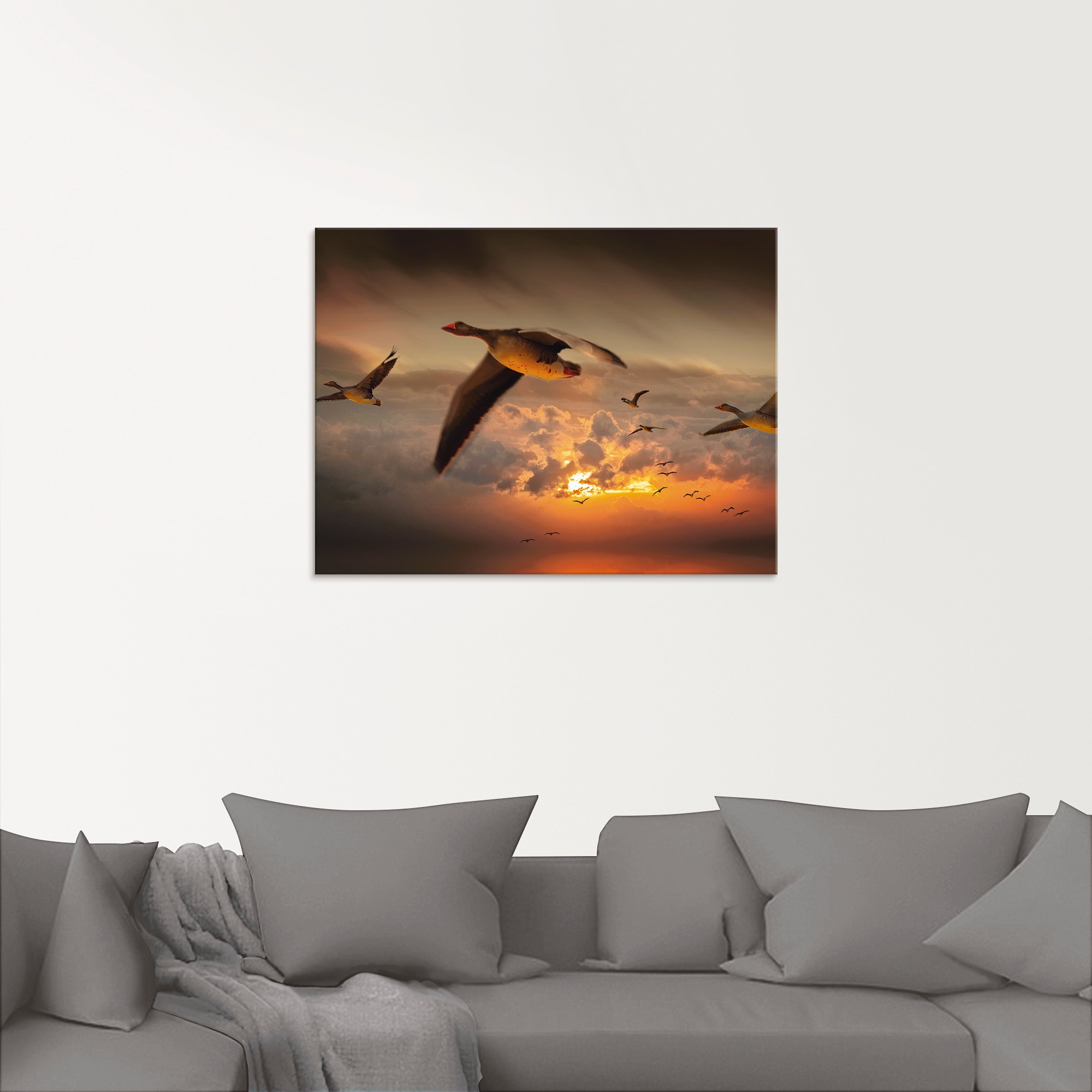 Artland Glasbild »Der Flug der Wildgänse...«, Vögel, (1 St.), in verschiedenen Größen
