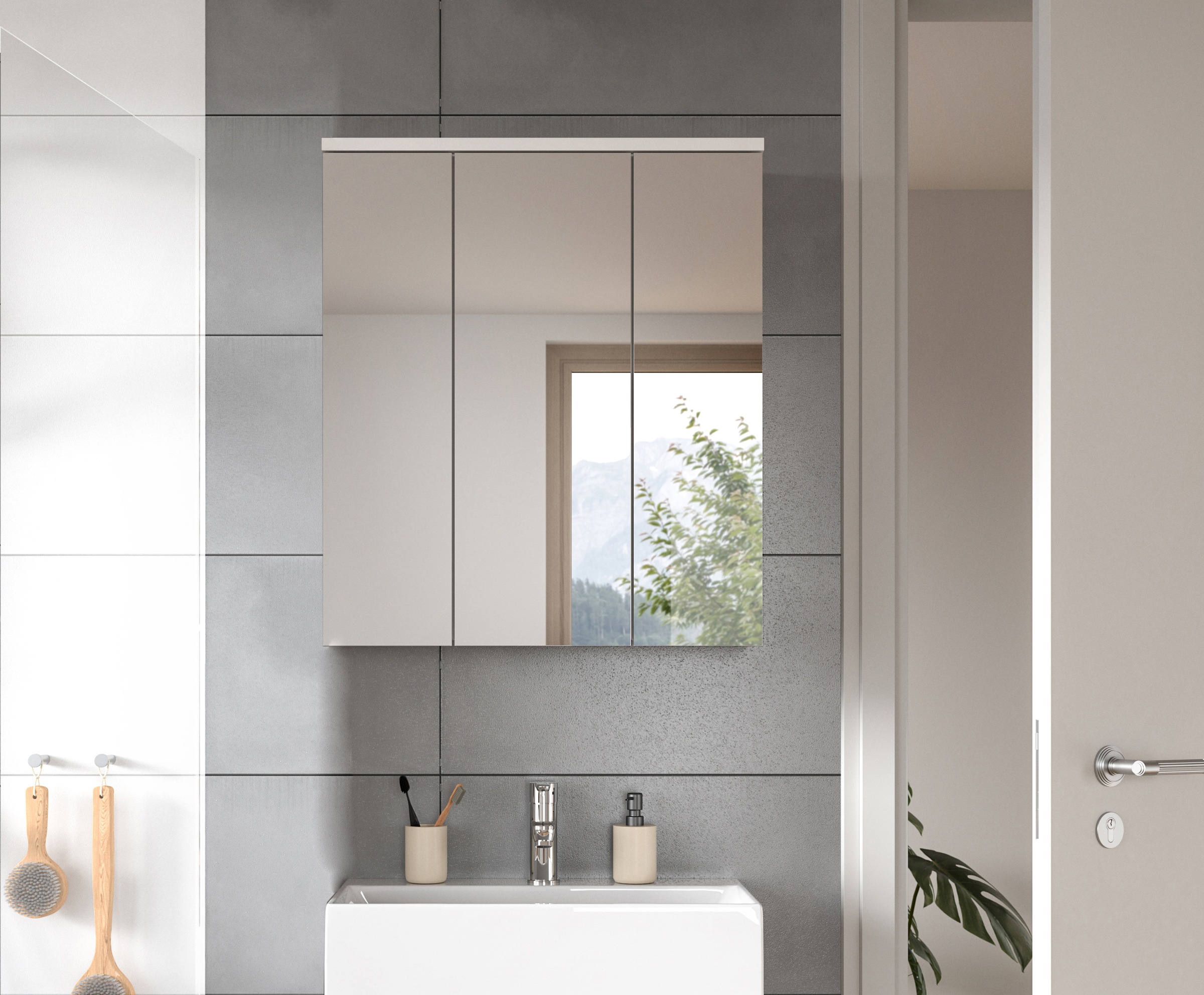 INOSIGN Spiegelschrank "CAPRI, Breite 63 cm, 3 Spiegeltüren mit Soft-Close- günstig online kaufen