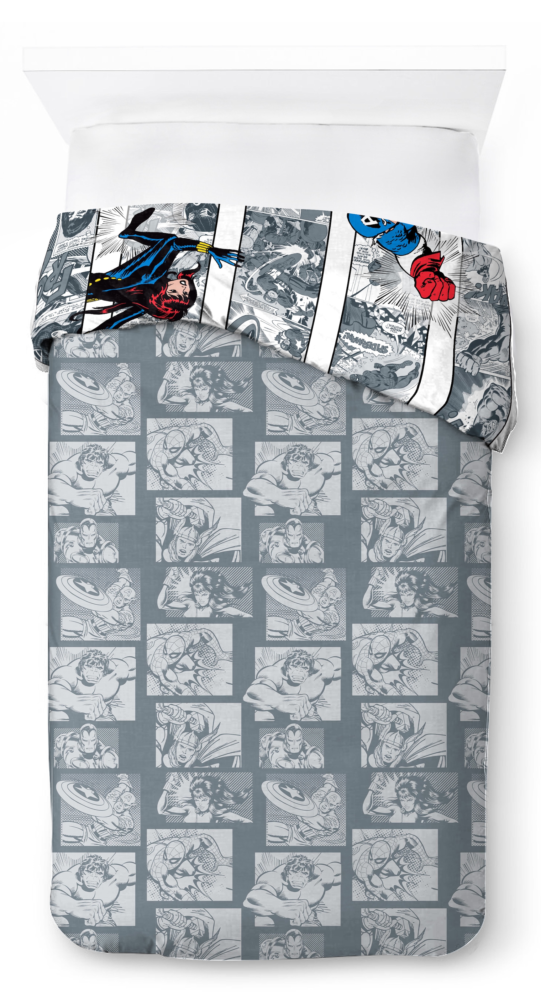 MARVEL Kinderbettwäsche »Marvel Comics Bettbezug-Set 135x200 cm + Kissenbezug 80x80 cm« 2 tlg. 100 % Baumwolle, maschinenwaschbar, wendbar