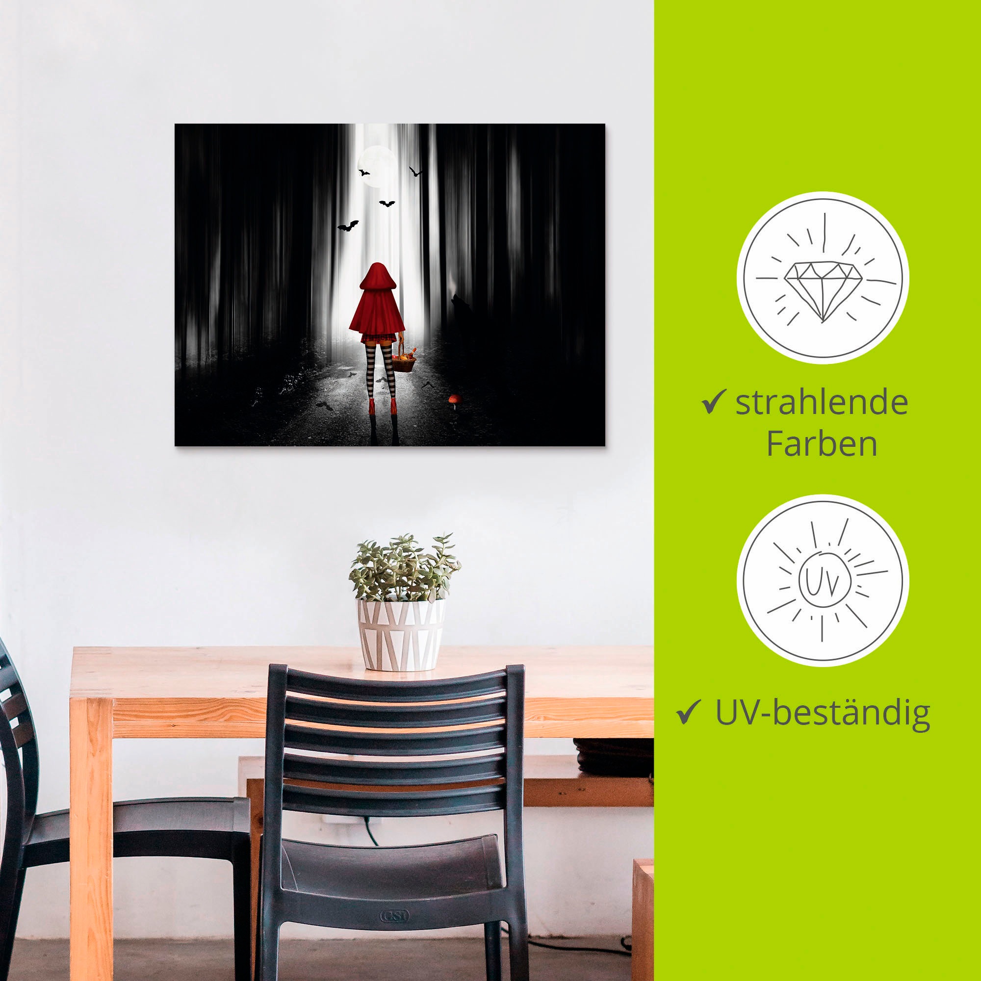 Artland Wandbild »Das Rotkäppchen auf High Heels«, Dark Fantasy, (1 St.), als Alubild, Outdoorbild, Leinwandbild, Poster in verschied. Größen