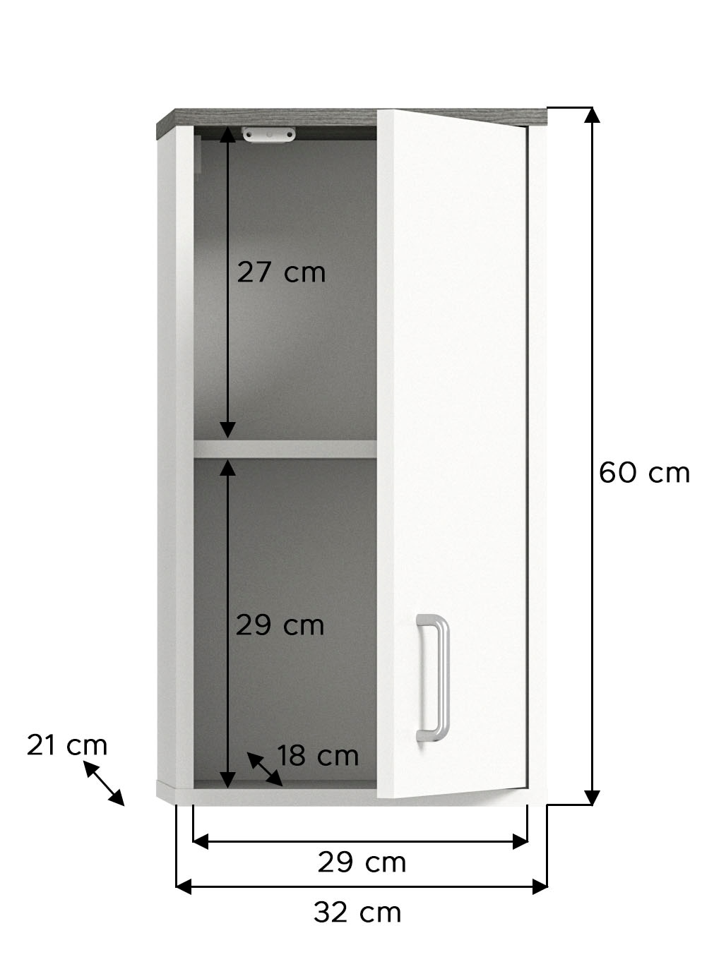 welltime Hängeschrank »Lier«, (1 St.), Badmöbel, 1 Tür, Türanschlag wechselbar, Breite 32 cm