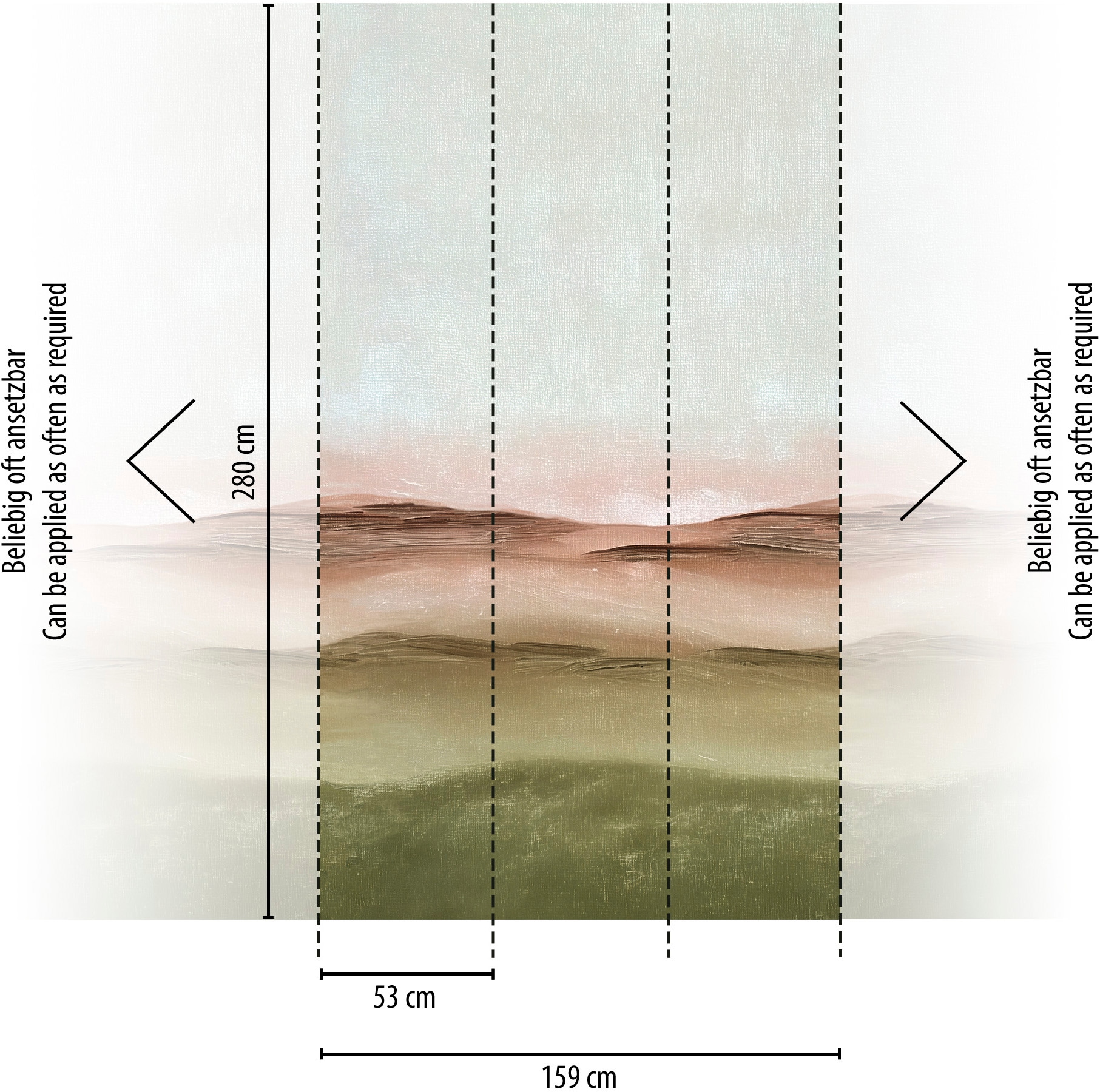 living walls Vliestapete »Vibes & Styles Alvaris – Horizon Layers Fototapete« Meer leicht strukturiert Aquarelllandschaft mit harmonischem Verlauf und ruhiger Tiefenwirkung
