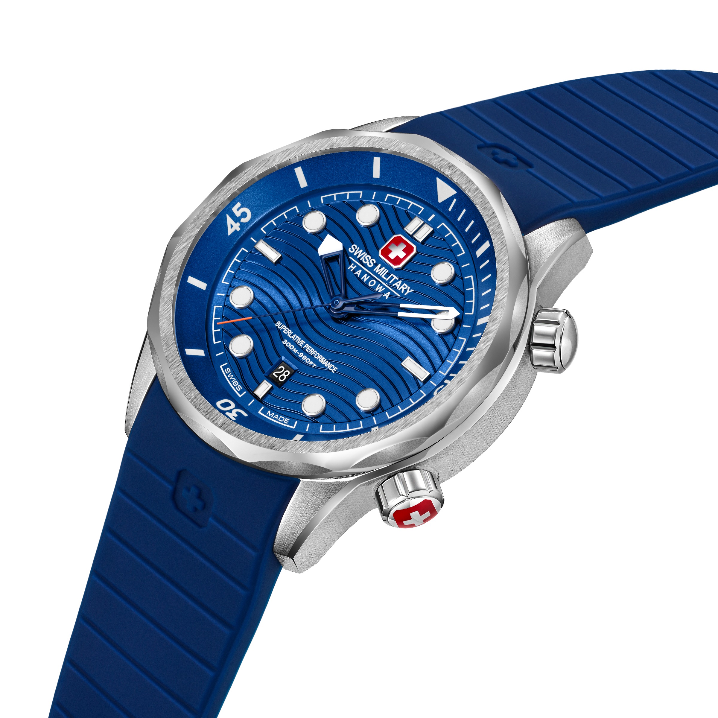 Swiss Military Hanowa Quarzuhr »Breakwater« Armbanduhr, Herrenuhr, Swiss Made, Silikonarmband, analog, Tag