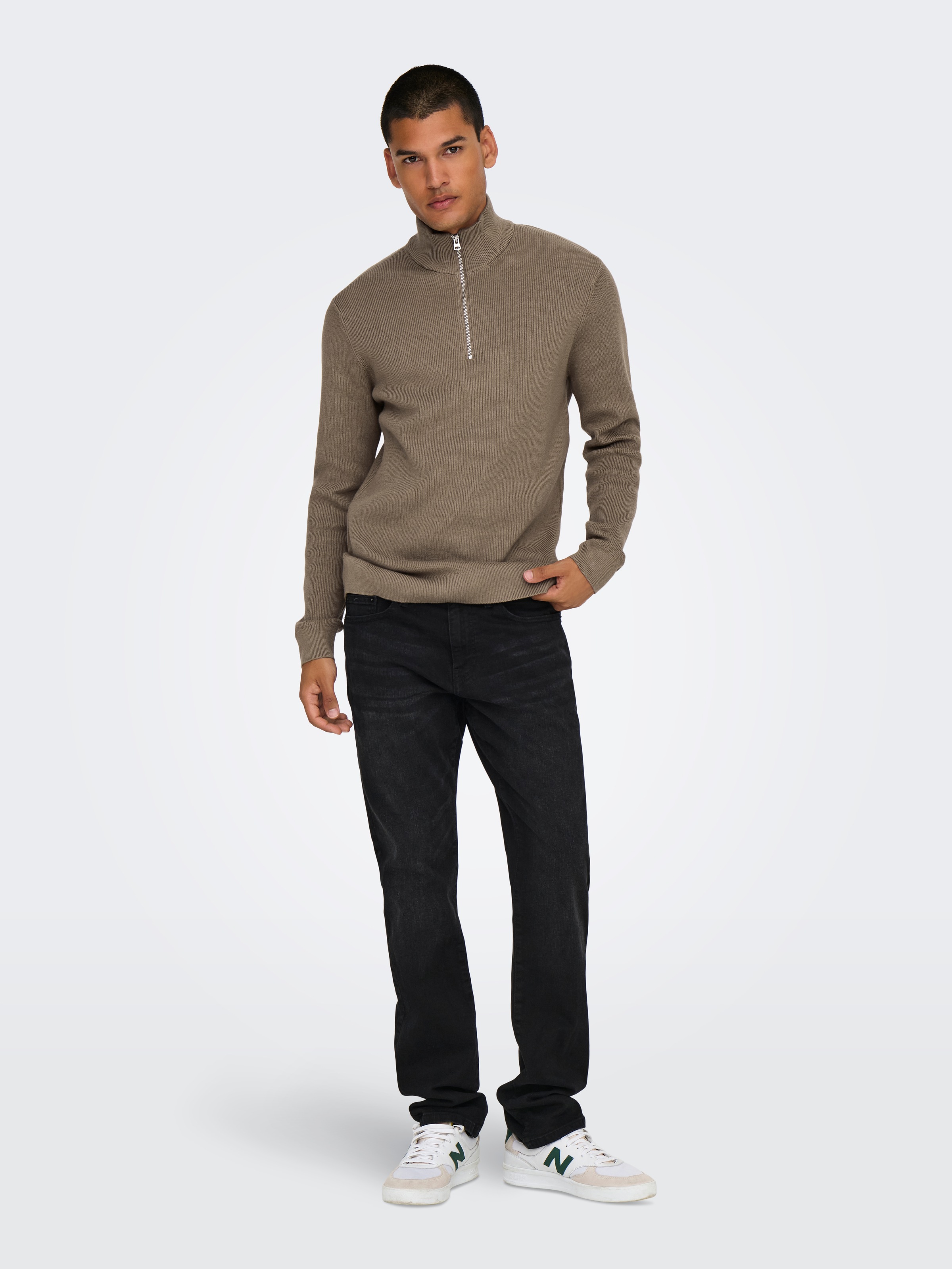 ONLY & SONS Strickpullover »ONSPHIL REG 12 STRUC HALF ZIP KNIT NOOS«