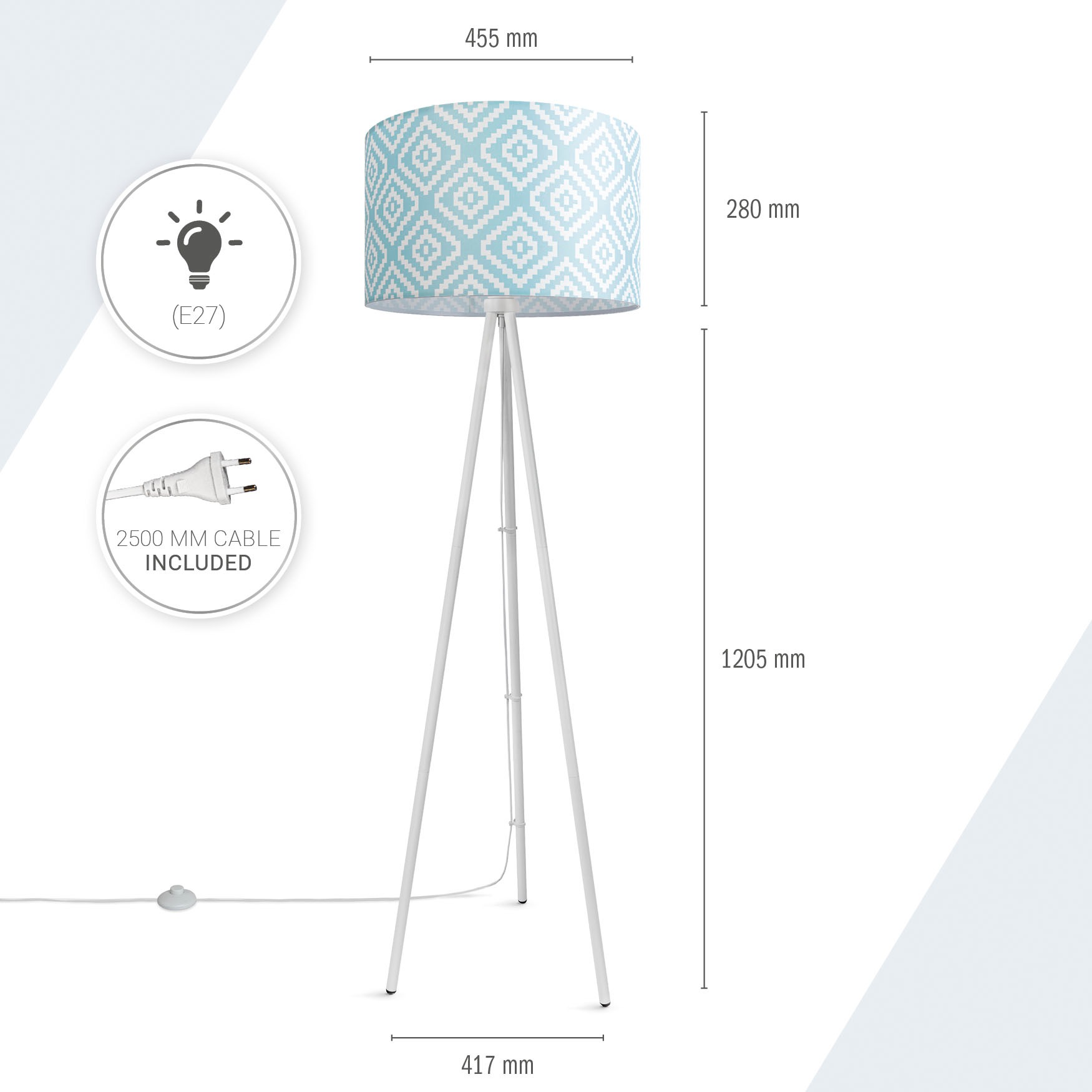 Paco Home Stehlampe »Trina Stella«, Leuchtmittel E27 | ohne Leuchtmittel, Dreibein Modern Stofflampenschirm Vintage Design Textil Wohnzimmer