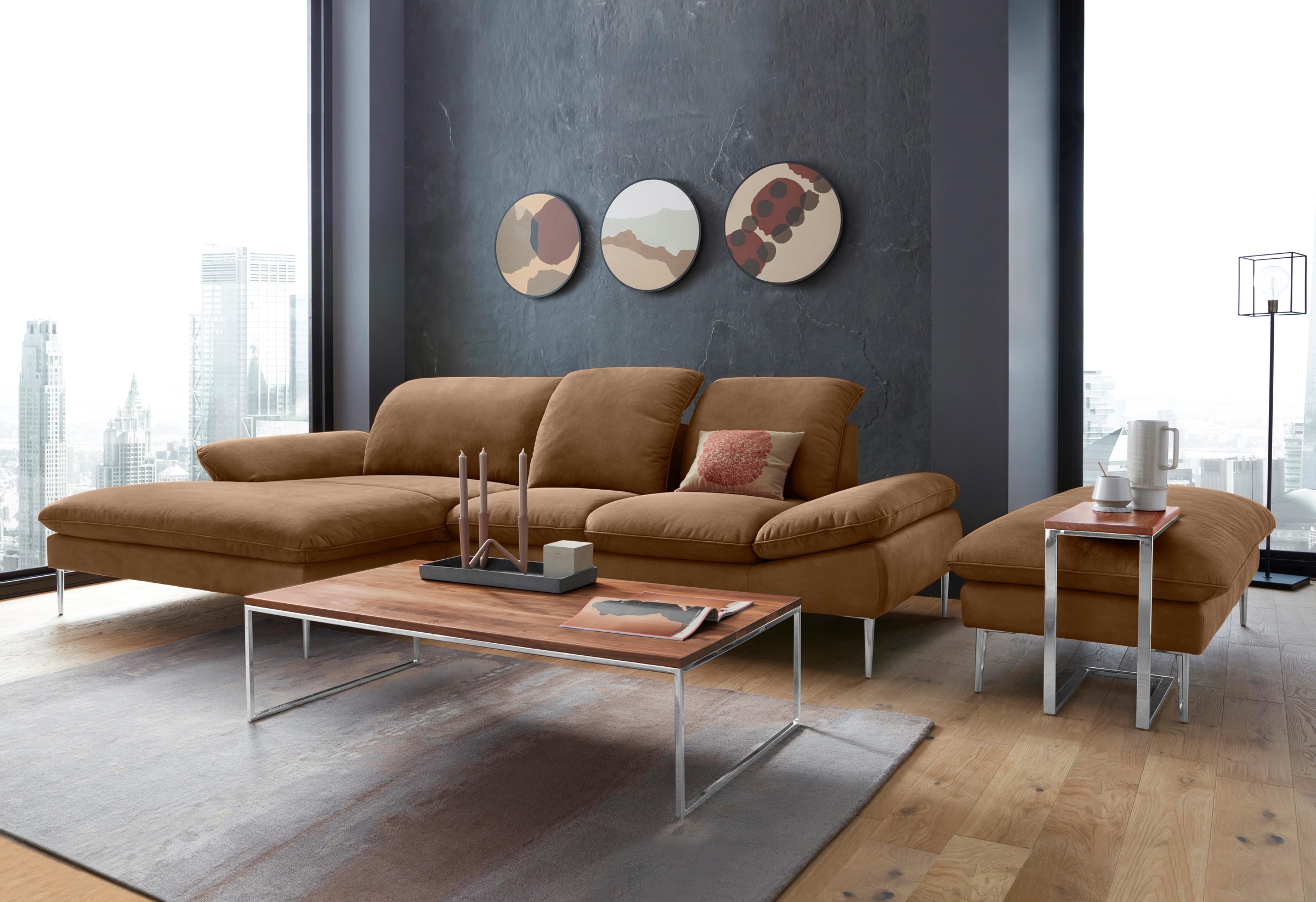 W.SCHILLIG Hocker »enjoy&MORE«, Füße Chrom glänzend, Breite 151 cm