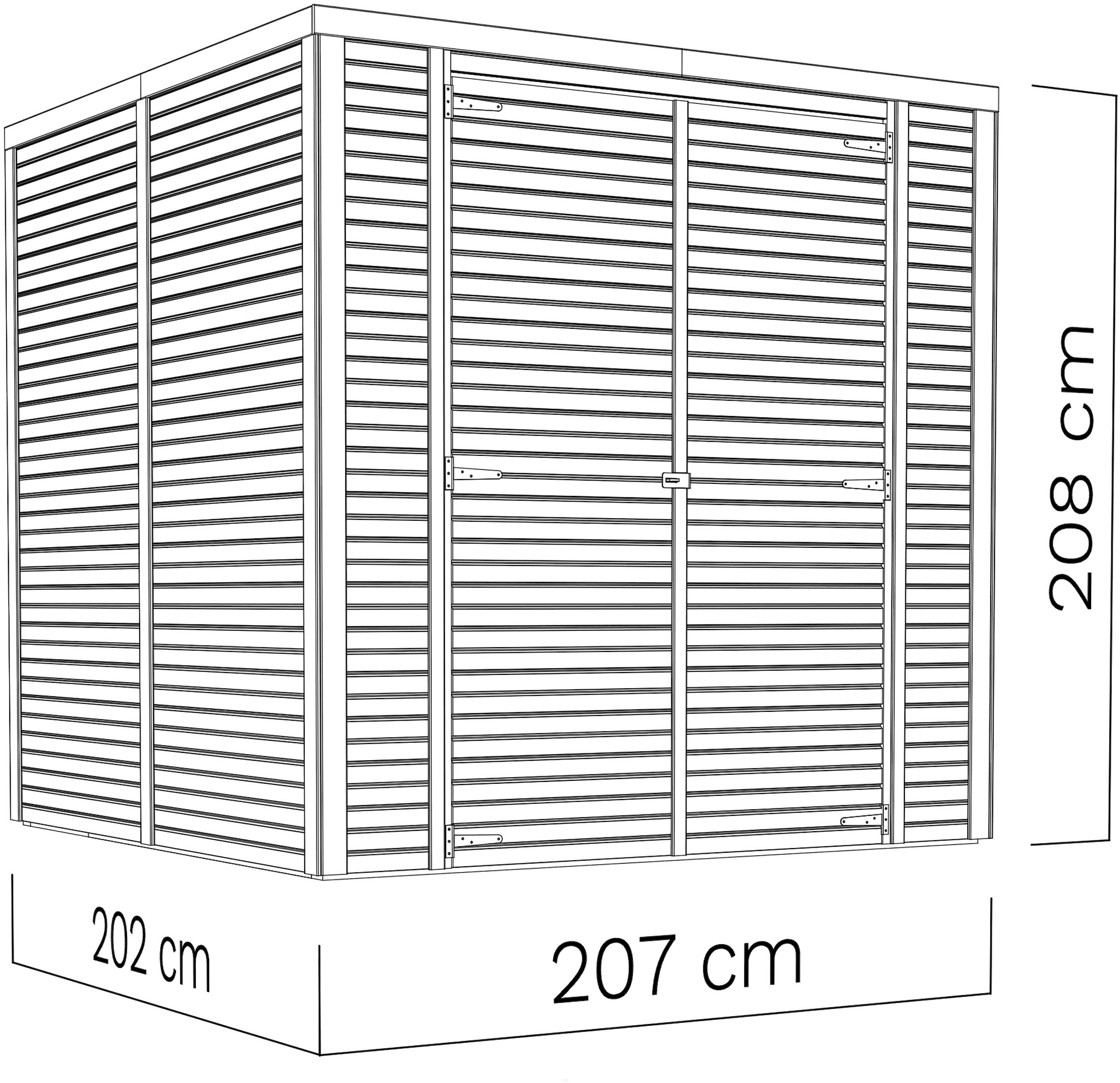 BERTILO Gerätehaus »Box 3, in verschiedenen Farben«, Hohe Doppeltür, hohe Wände – mehr Raum