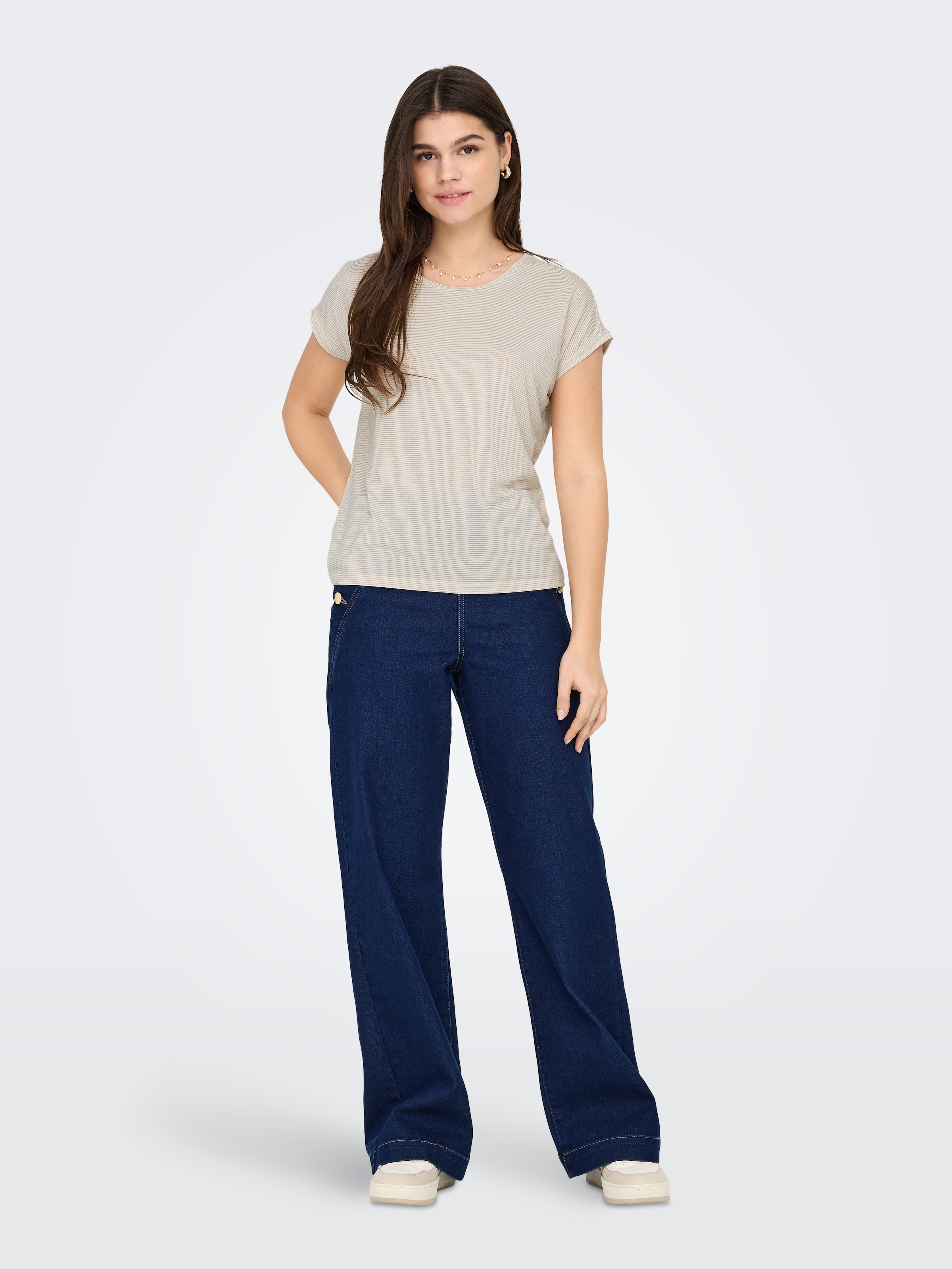 ONLY Kurzarmshirt »ONLCLAUDIA S/S GLITTER STRIPE TOP JRS«