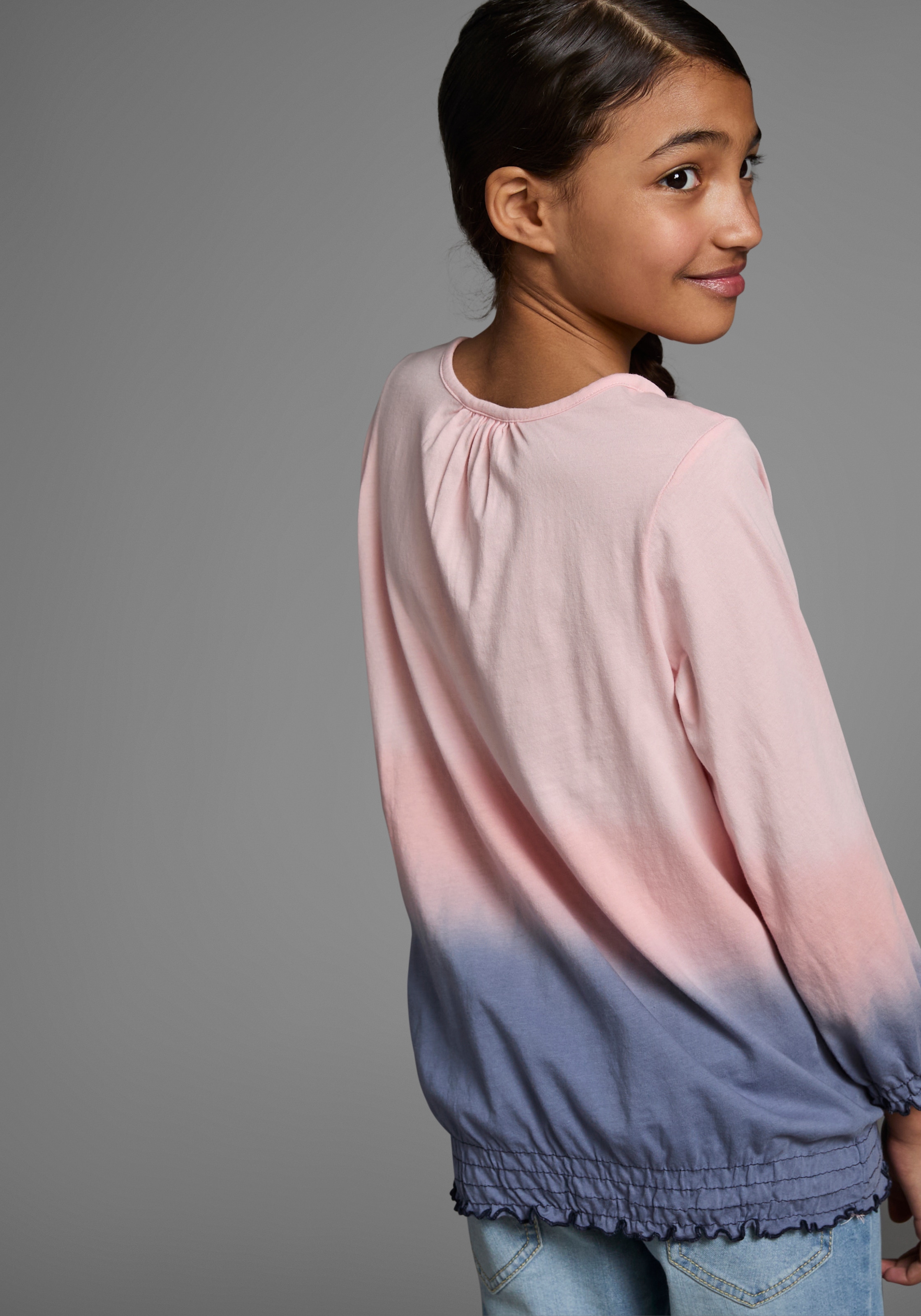 KangaROOS 3/4-Arm-Shirt »Shirt in Batik-Look« 3/4-Arm,  hüftlange Passform,  Batikmuster,  Rundhalsausschnitt