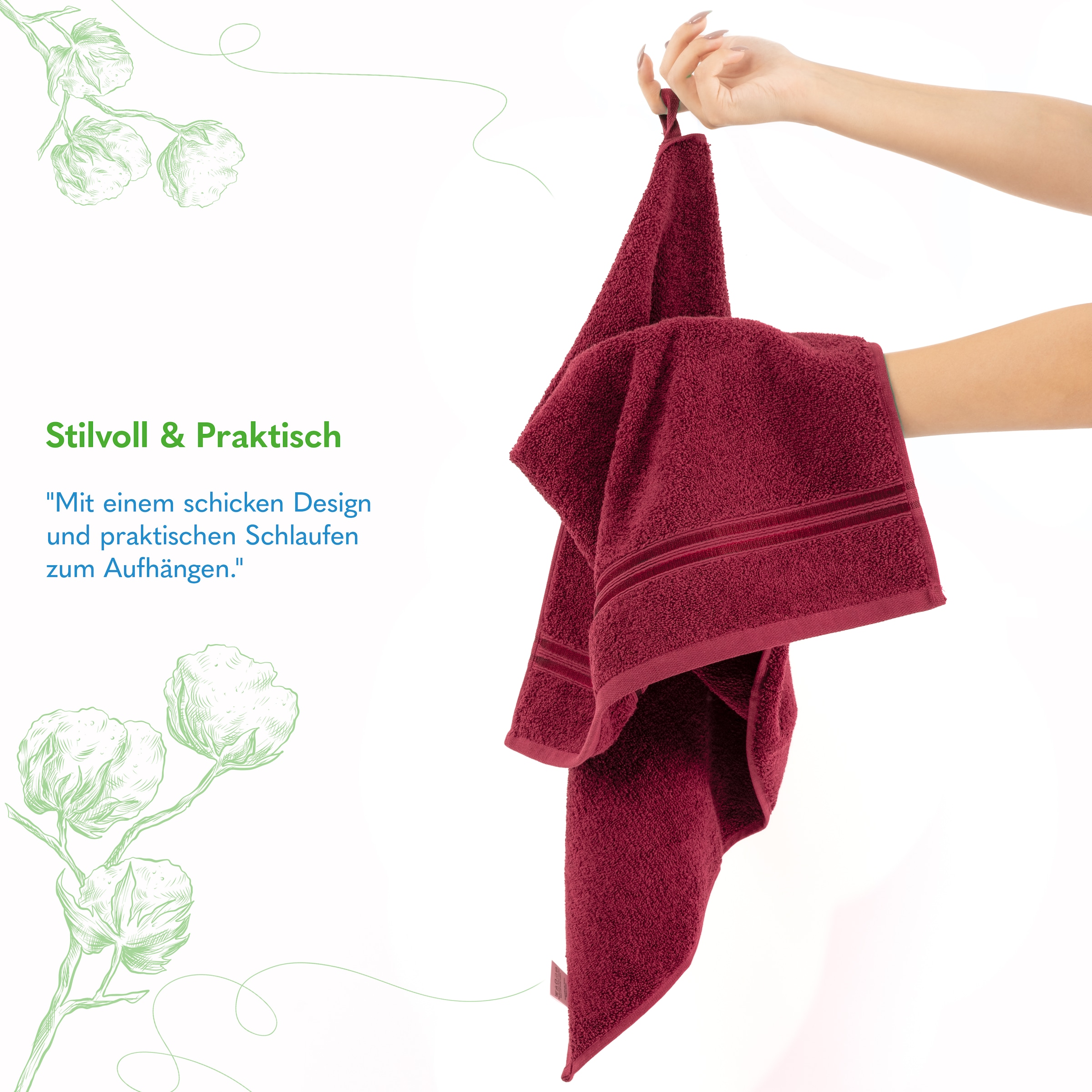 HAMMETEX Handtuch Set »4er Set Handtücher 50x100 cm, 100% Baumwolle, Weich & Saugstark« mit Bordüre, einfarbig, weich