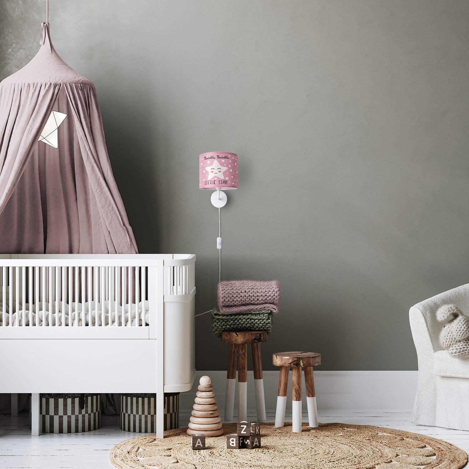 Paco Home Wandleuchte »Aleyna 105«, 1 flammig, Leuchtmittel E14 | ohne Leuchtmittel, Kinderlampe Babyzimmer Kinderzimmer âˆ…18cm Sterne Kabel 3m E14