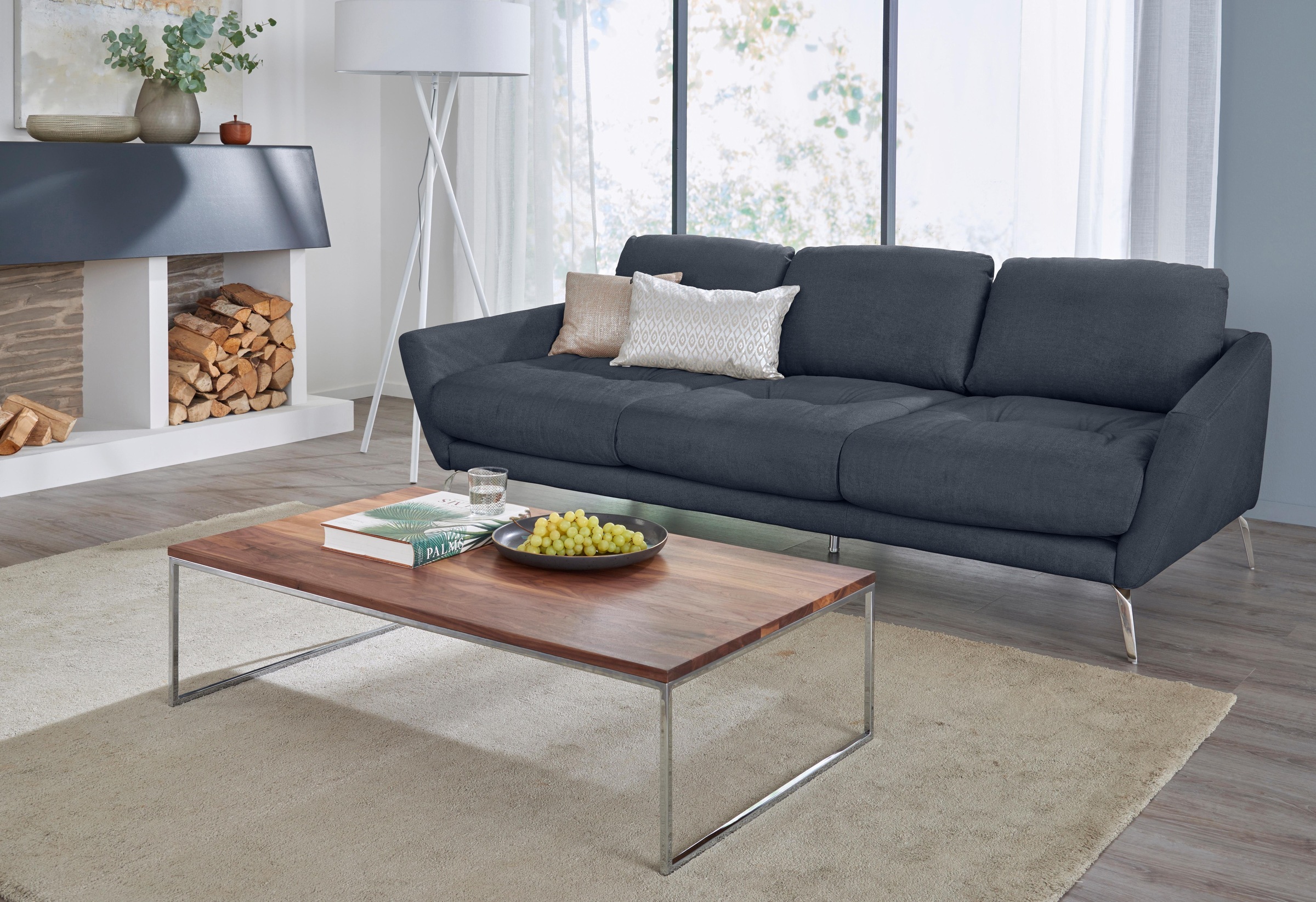W.SCHILLIG Big-Sofa »softy«, mit dekorativer Heftung im Sitz, Füße Chrom glänzend