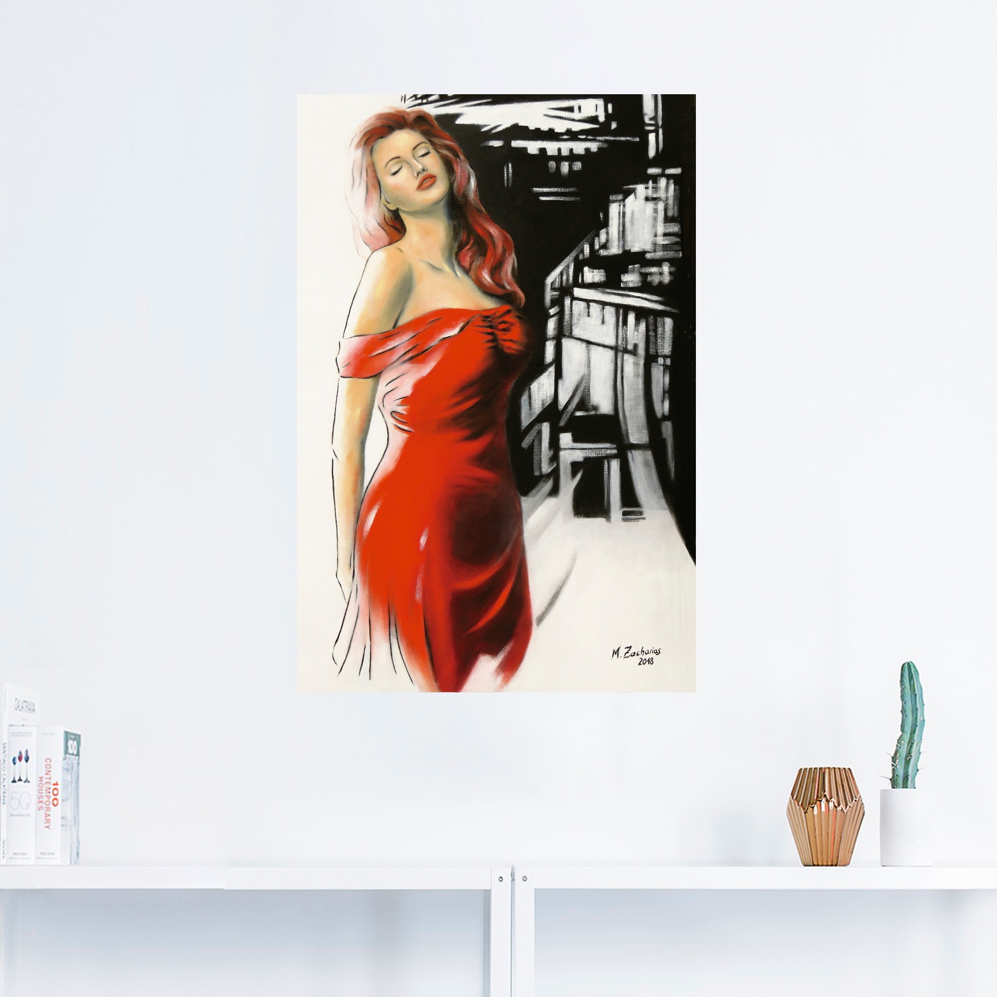Artland Wandbild »Schönheit im roten Kleid«, Frau, (1 St.), als Alubild, Outdoorbild, Leinwandbild, Poster, Wandaufkleber