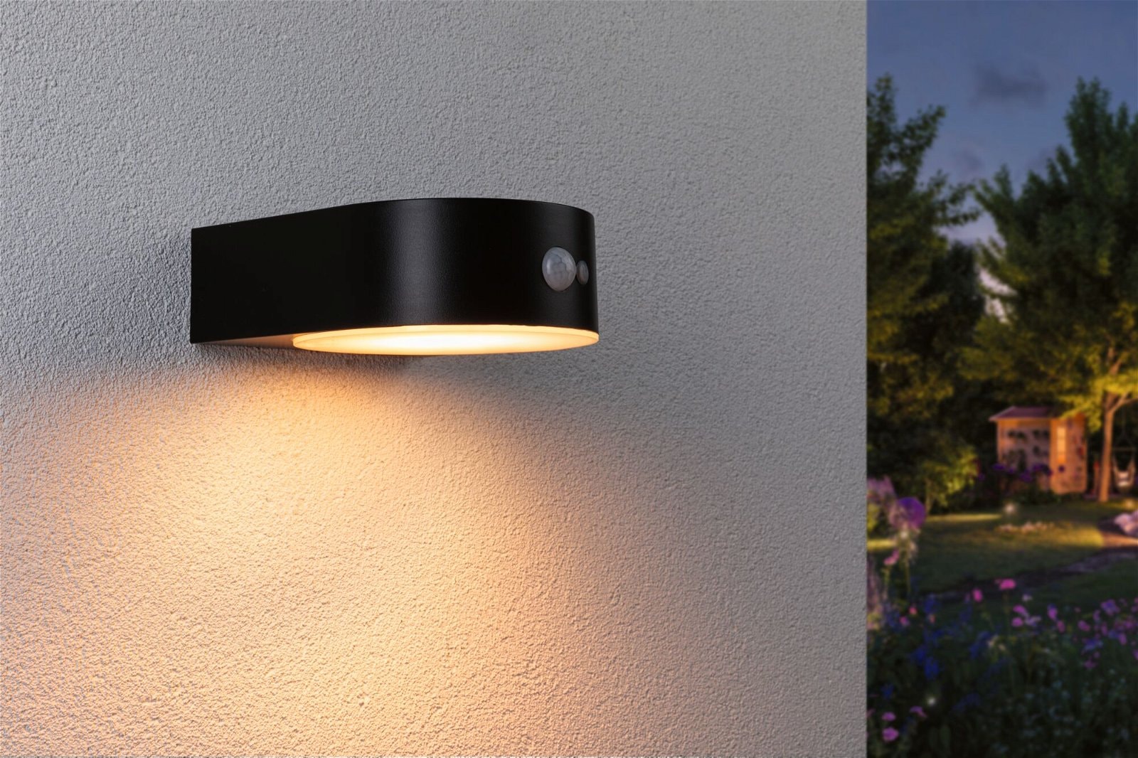 Paulmann LED Außen-Wandleuchte »Solar Eileen IP44 2200K 300lm Schwarz«, 1 flammig, Bewegungsmelder insektenfreundlich