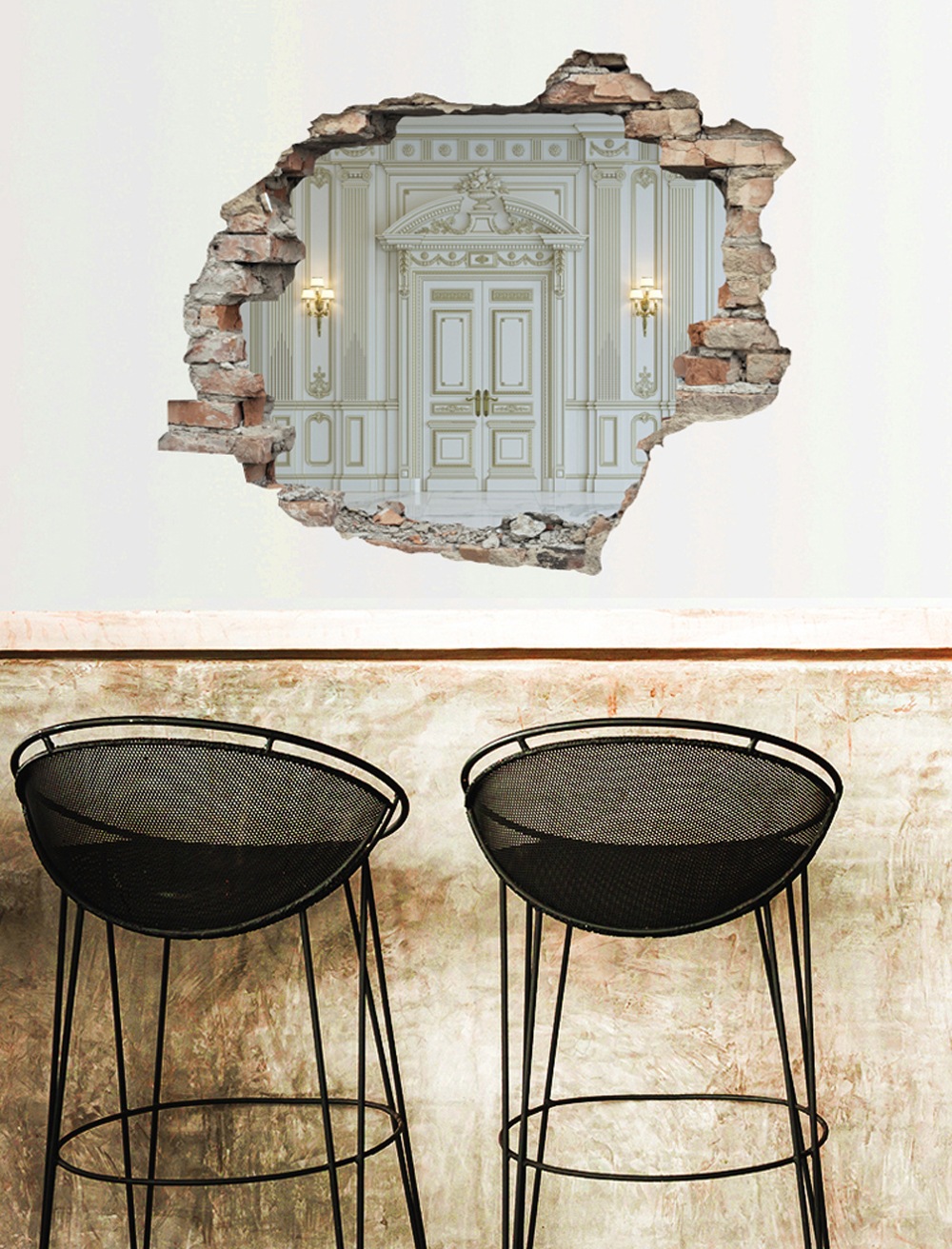 queence Wandtattoo »Tür« Wandsticker, Wandbild, selbstklebend, 3D, Wanddurchbruch