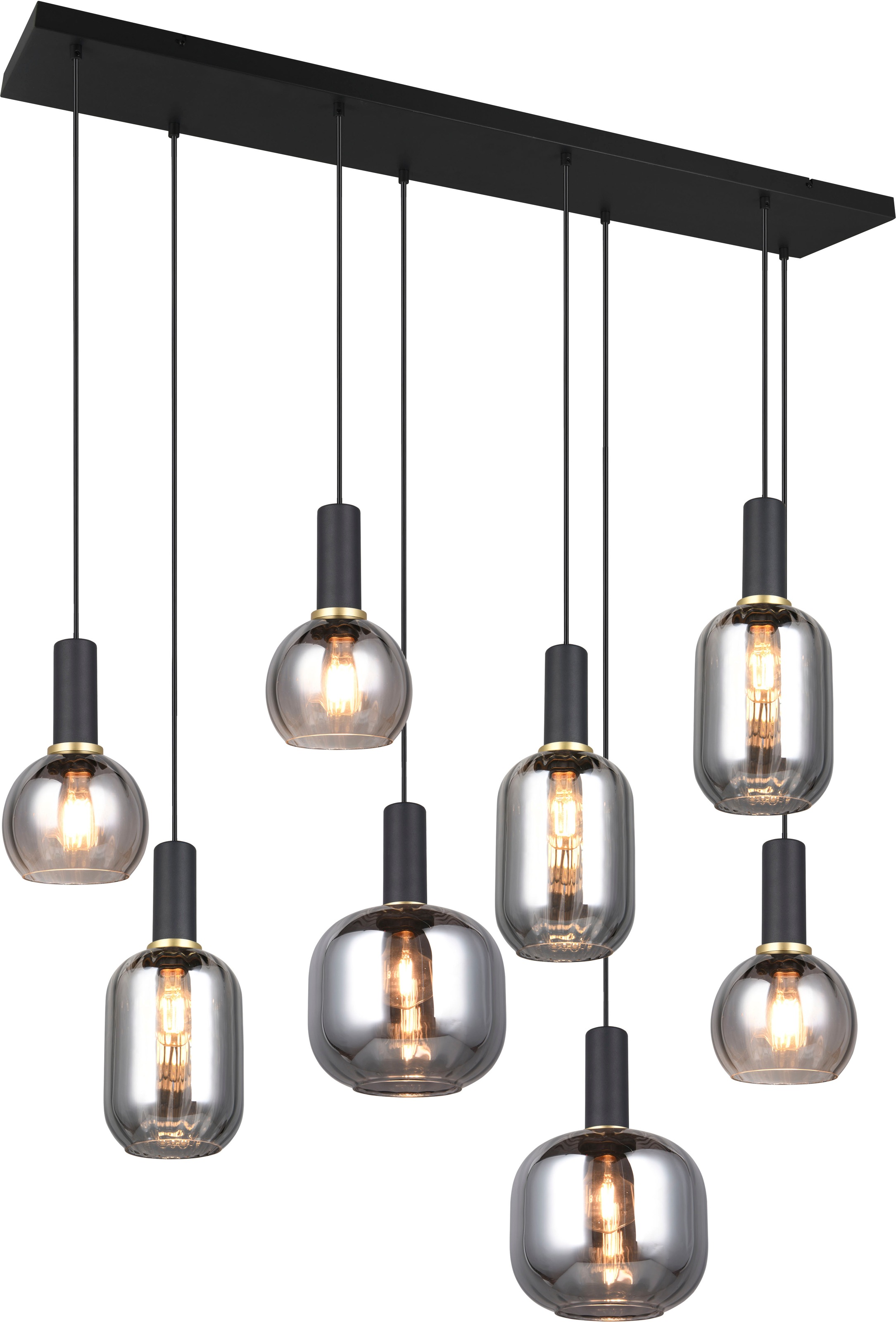 TRIO Leuchten Pendelleuchte »DIVA, E27 Hängelampe 8-flammig mit Glasschirm, günstig online kaufen