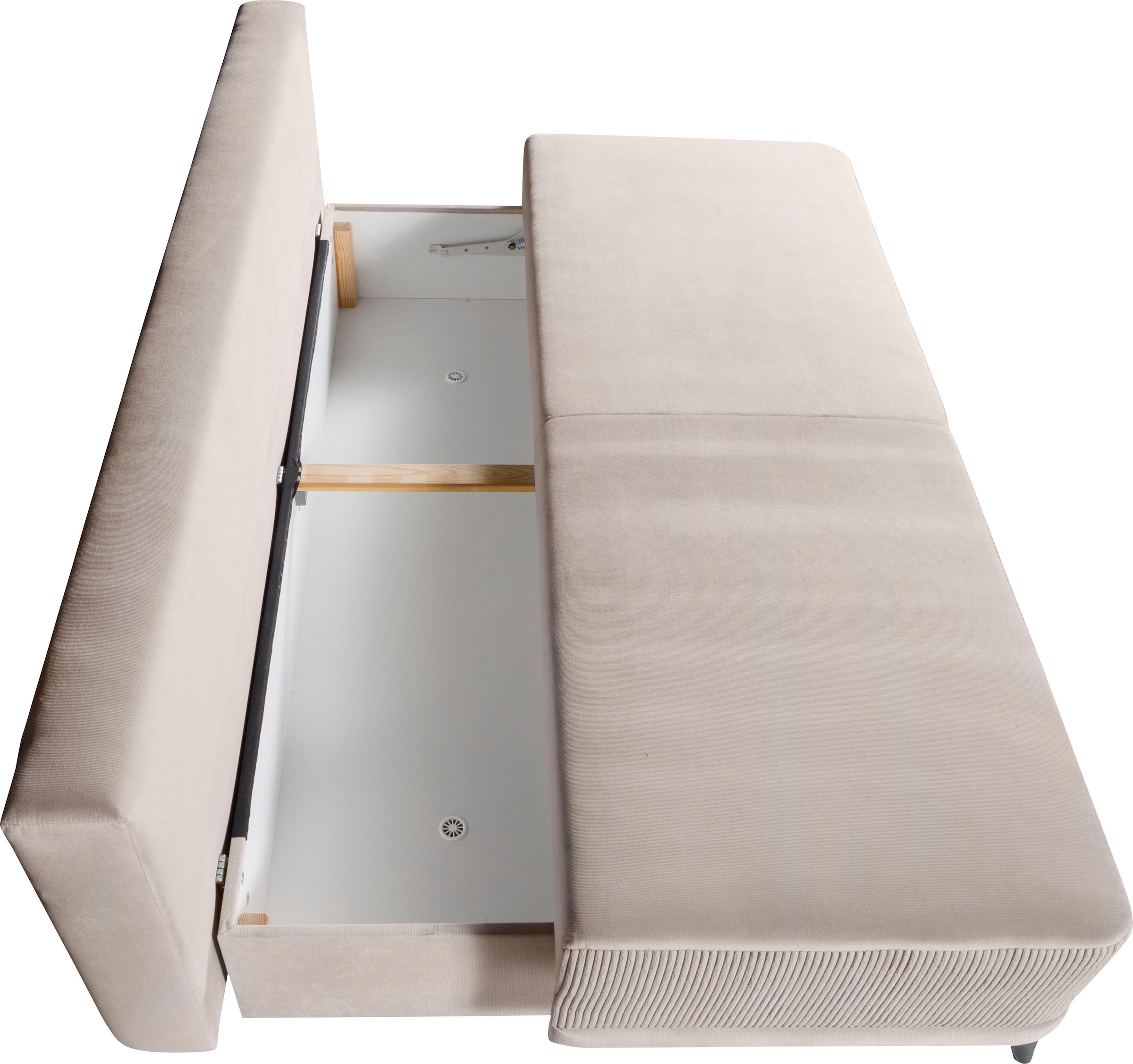 WERK2 Schlafsofa »Rosso Breite 202 modern & bequem, Federkern, Bettkasten, Bettfunktion« Cord, Schlaffunktion, Bettkasten
