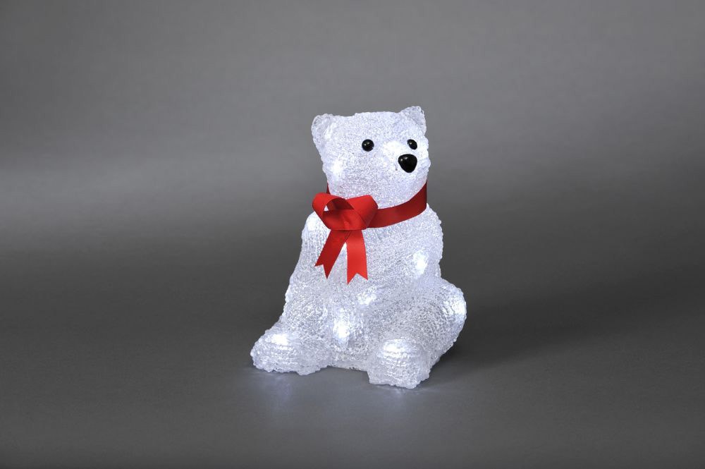 KONSTSMIDE LED Dekofigur »LED Acryl Eisbär mit roter Schleife«, 16 kalt weiße Dioden