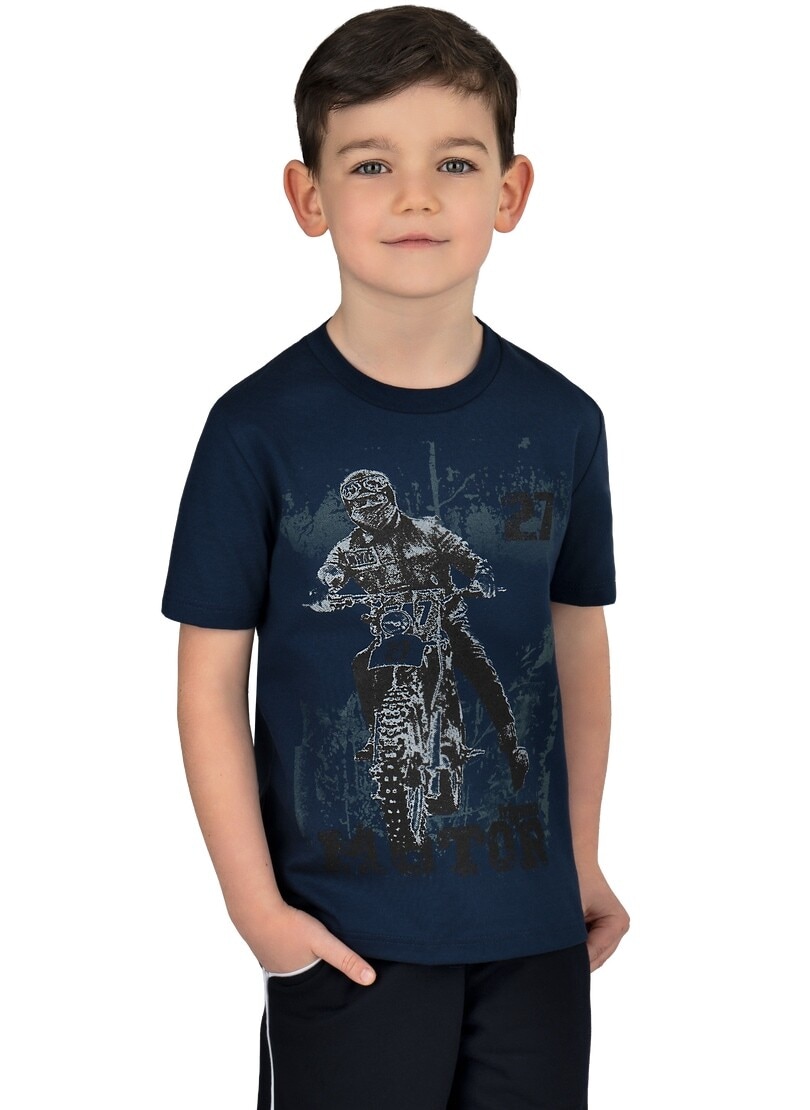 Trigema T-Shirt »TRIGEMA Jungen T-Shirt mit coolem Motorrad-Motiv«, (1 tlg.)