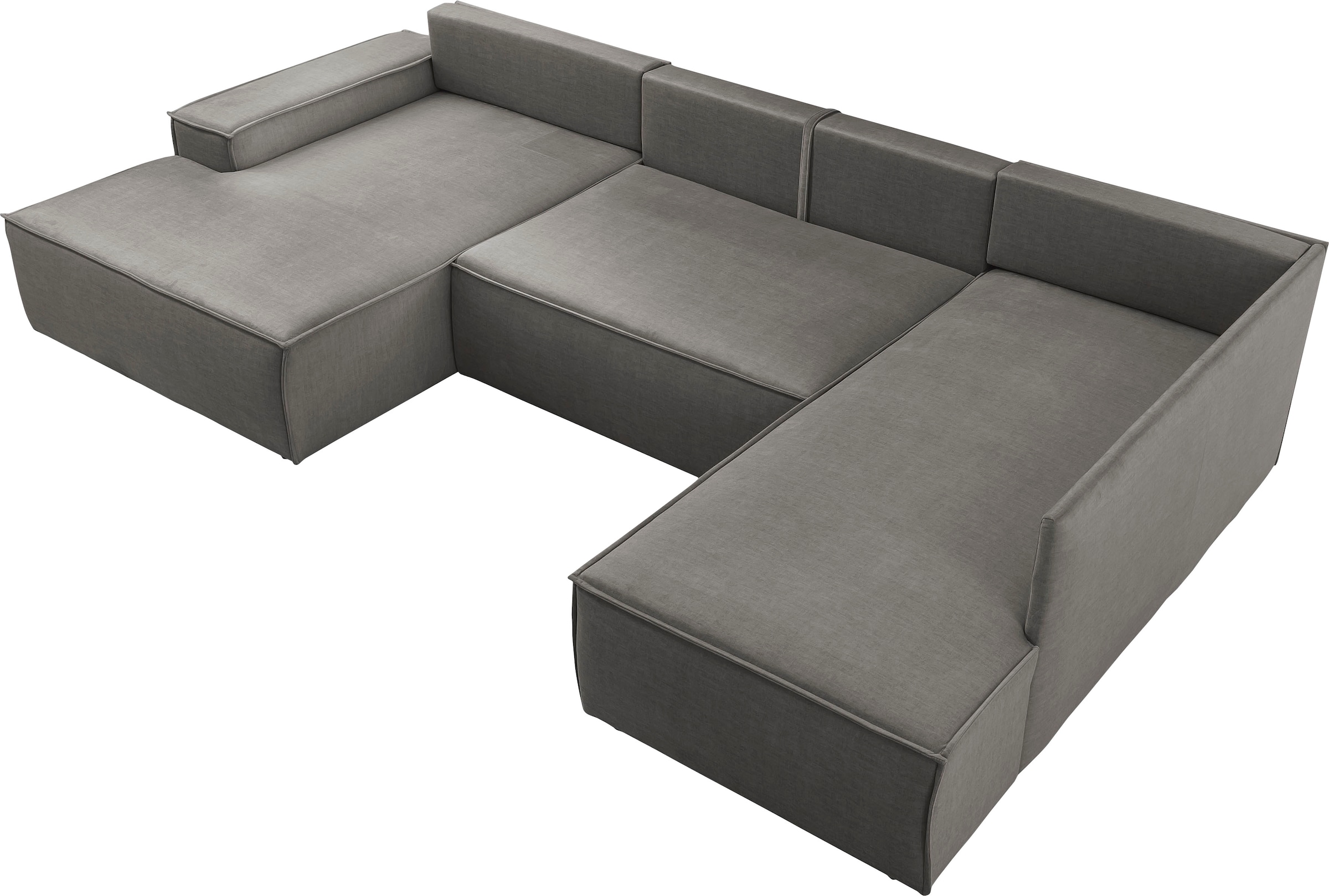 Home affaire Wohnlandschaft »SHERWOOD 329 cm, U-Form, Schlafsofa,«, Schlaffunktion m. Bettkasten (194x139 cm), Cord, Vintage, Samtvelours