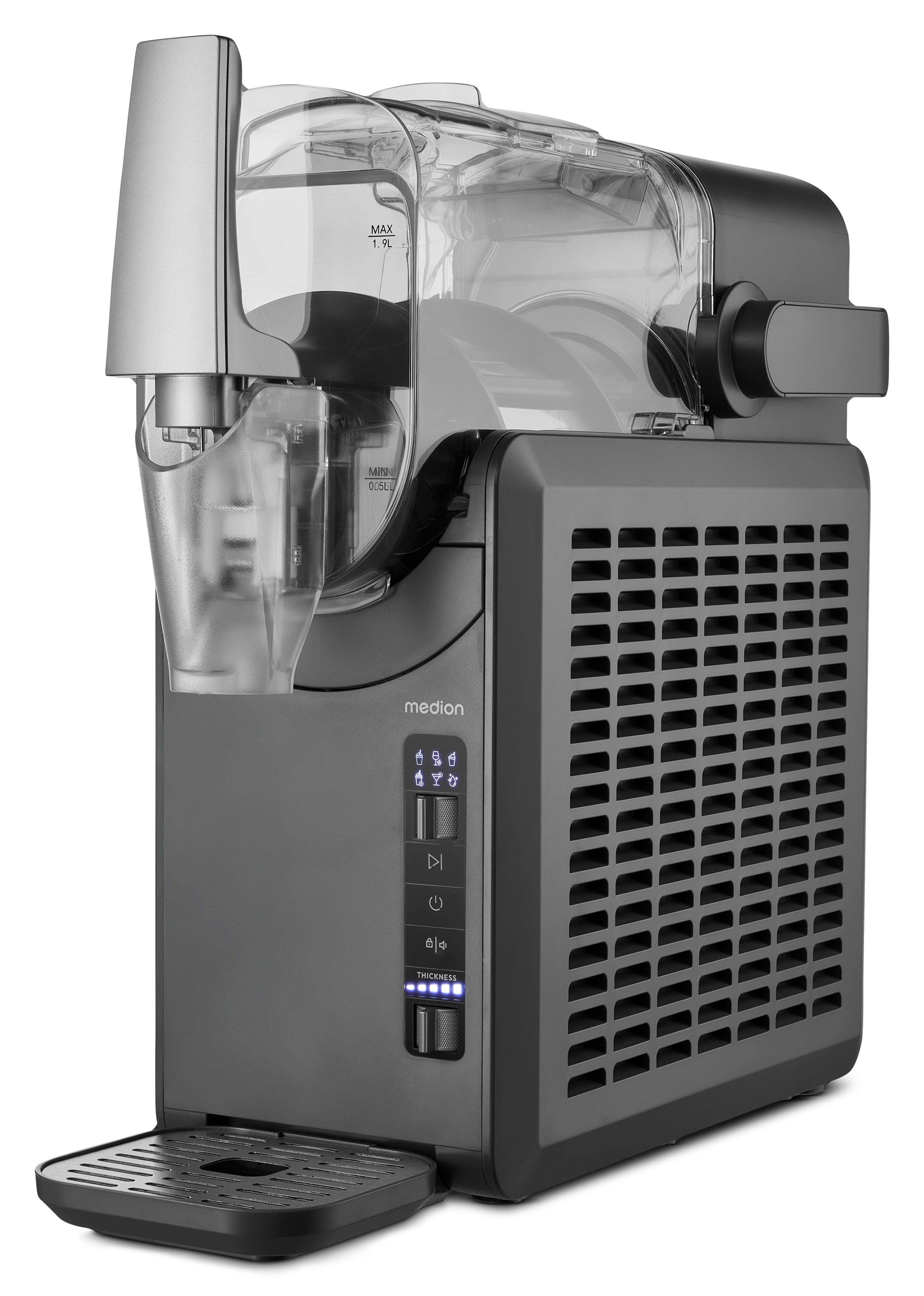Medion® Slush-Eismaschine »LIFE MD12090 / Slush Ice Maker, 2,6 L Kapazität, Härtegradkontrolle«, 2,6 l, 200 W, 5 Programme, 30–60 Min. Zubereitungszeit, Kompressorkühlung