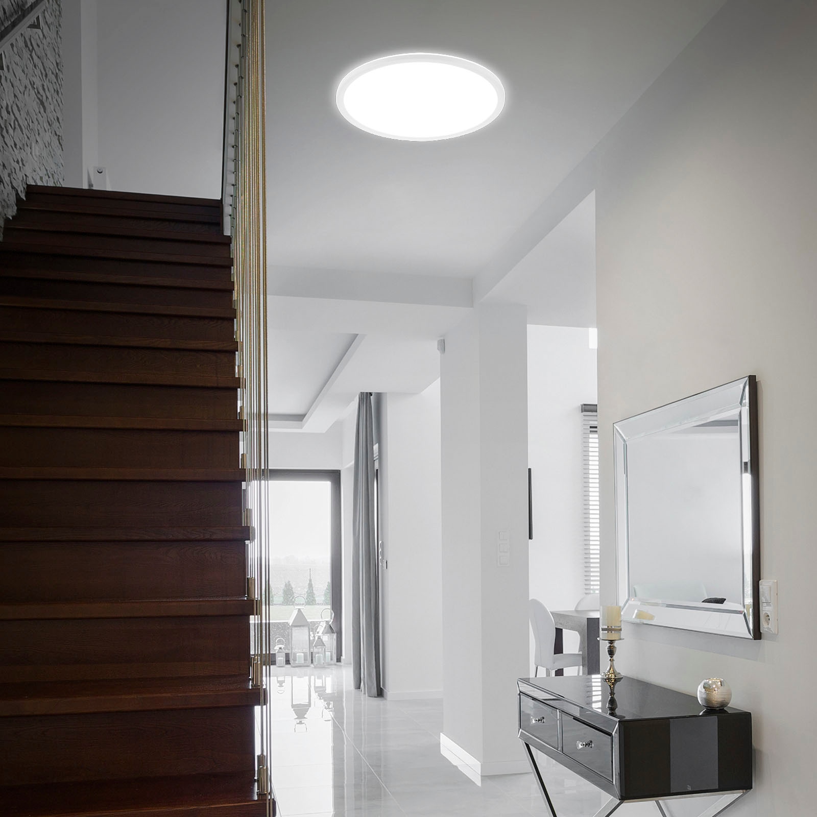 Briloner Leuchten LED Panel »3428016 SLIM«, Leuchtmittel LED-Board | LED fest integriert, ultraflach, mit Backlighteffekt, weiß, 48 cm