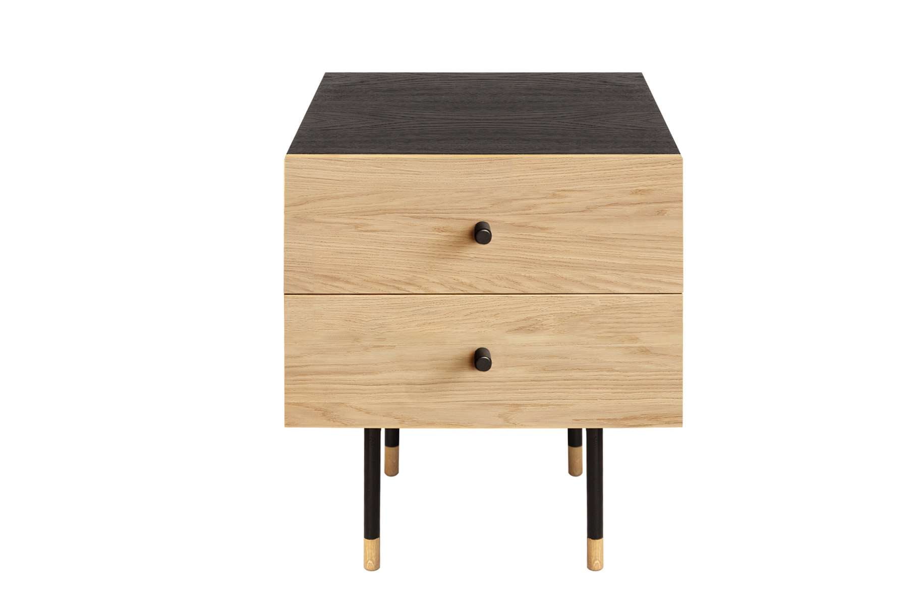 Woodman Nachtkommode »Jugend«, Echtholzfurnier aus Eiche, Breite 53 cm, mit Schubladen, Metallfüße