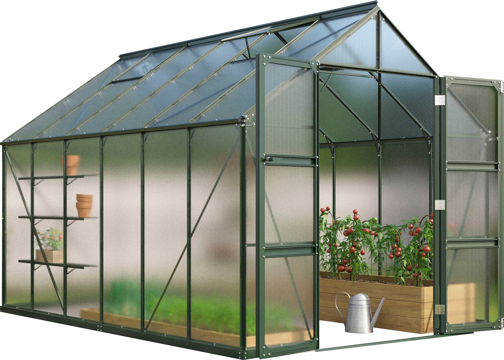 Vitavia Gewächshaus »Domus 9900«, mit Doppelschwingtüren und bodentiefer Türschwelle, 4 mm Hohlkammer