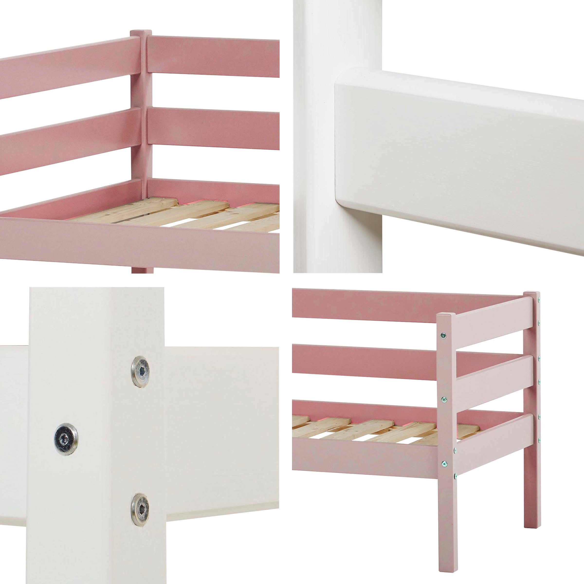 Hoppekids Einzelbett »ECO Comfort Kinderbett, Kiefer Massivholz, Jugendbett inkl. Rollrost«, 70x160 cm, wahlweise in verschieden Farben/ Matratze/ Absturzsicherung
