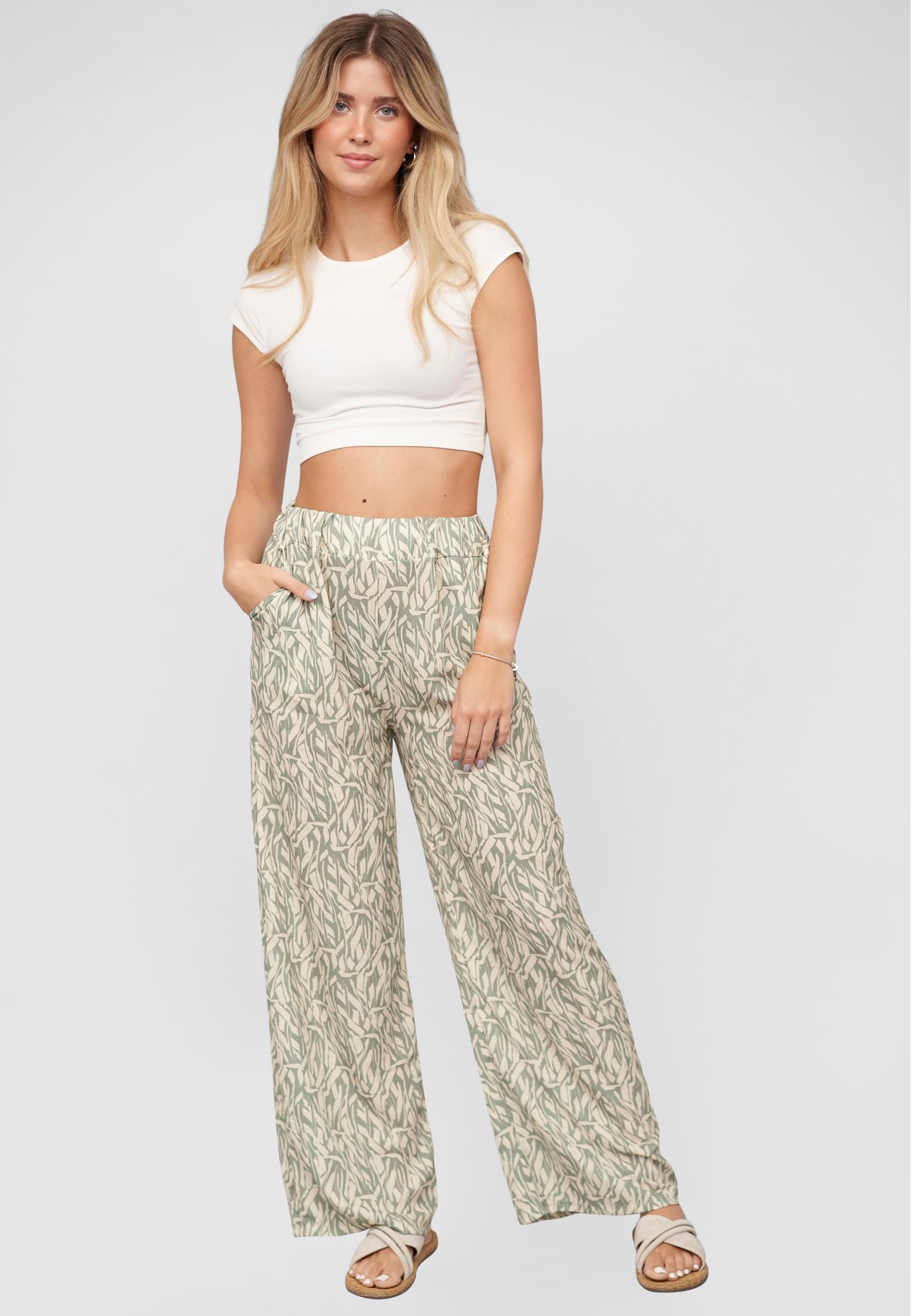 CLOUD 5IVE Stoffhose »CLOUD 5IVE Summer Pants with aop leaf print«