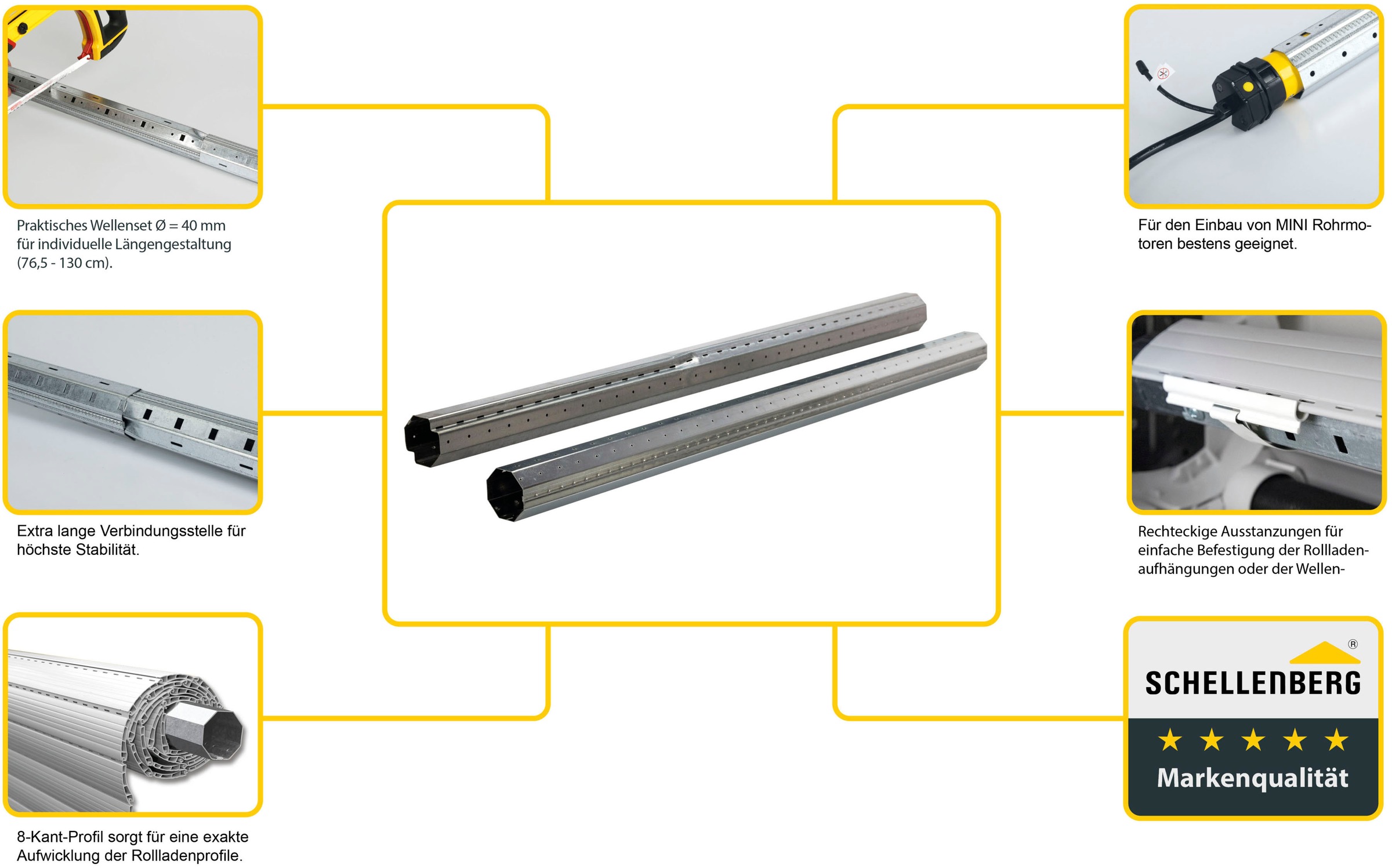 SCHELLENBERG Achtkantwelle »zum Aufwickeln eines Rollladens, Durchmesser 40 mm oder 60 mm«, Rollladenwelle für Mini-, und Maxisysteme, individuell kürzbar