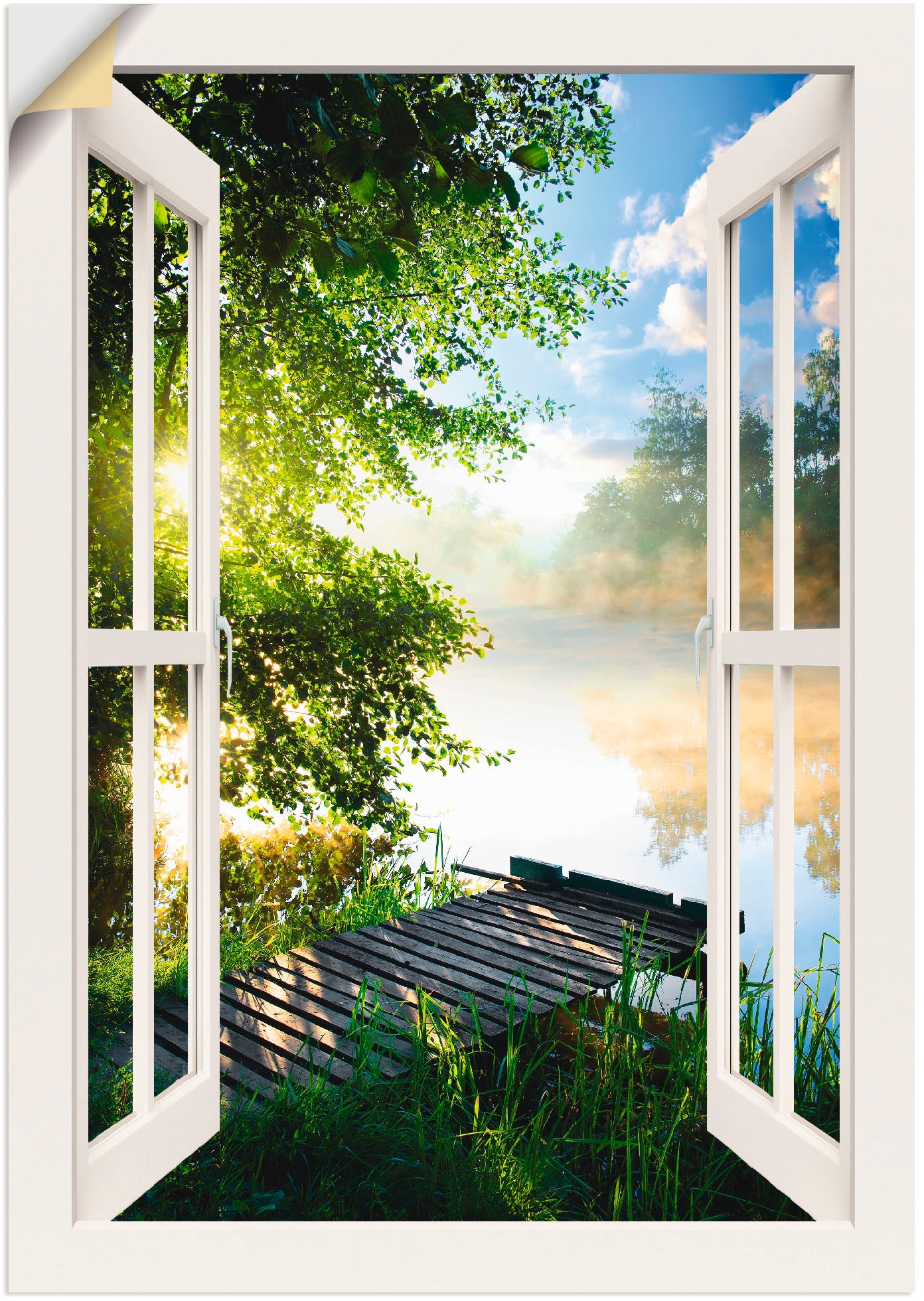 Artland Wandbild »Fensterblick Angelsteg am Fluss«, Fensterblick, (1 St.), günstig online kaufen