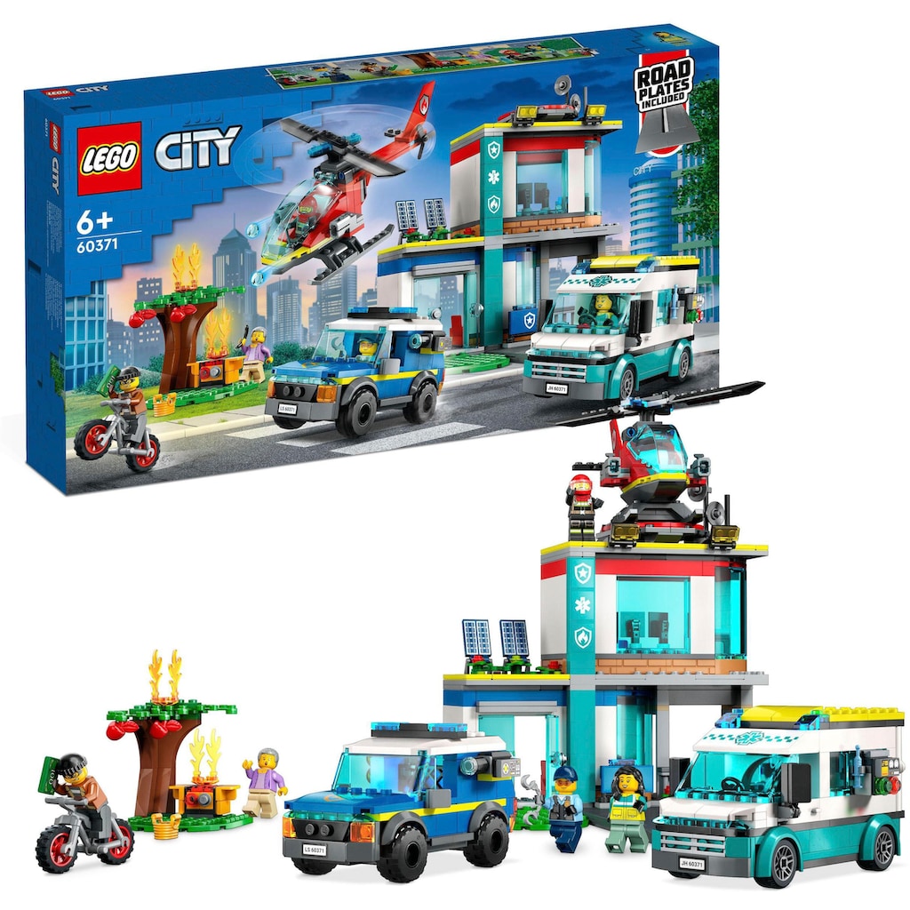 LEGO® Konstruktionsspielsteine »Hauptquartier der Rettungsfahrzeuge (60371), LEGO® City«, (706 St.)