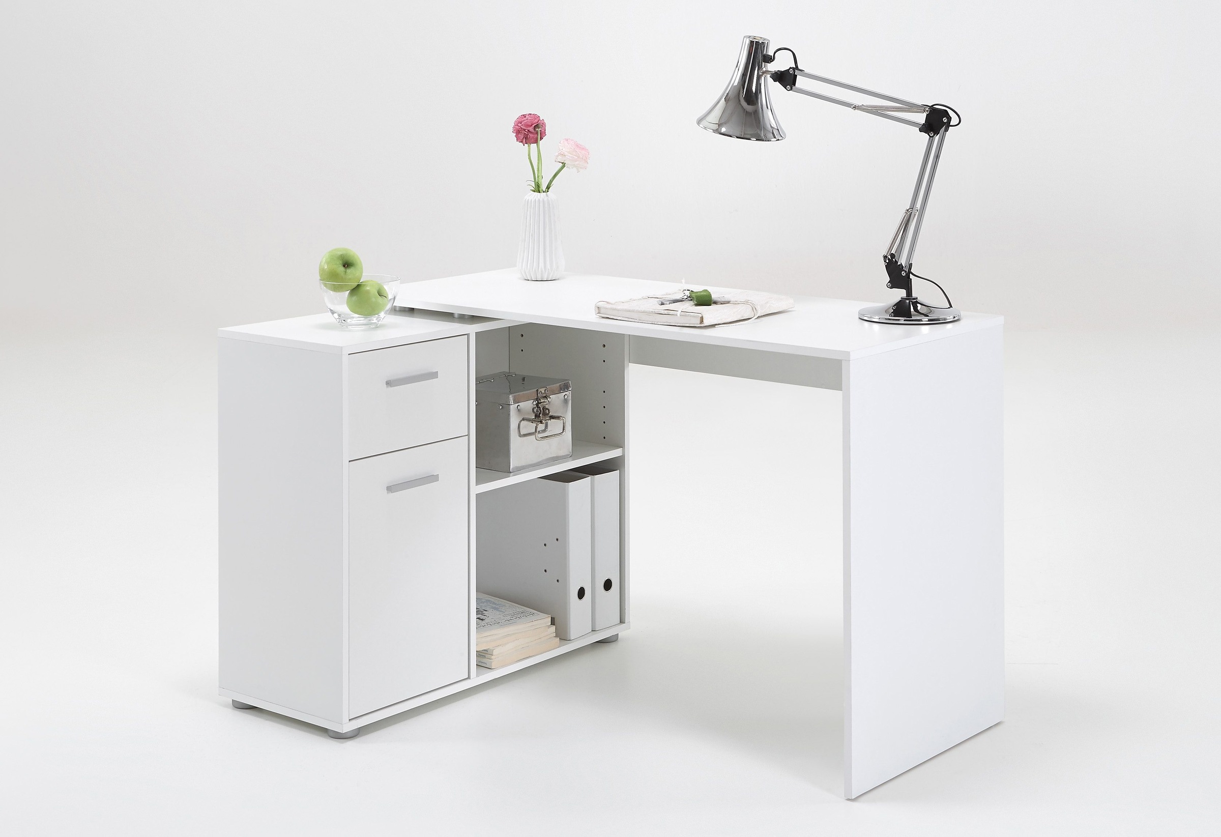 FMD Eckschreibtisch »AUGSBURG«, Schreibtisch/Sideboard m. Stauraum, beidsei günstig online kaufen