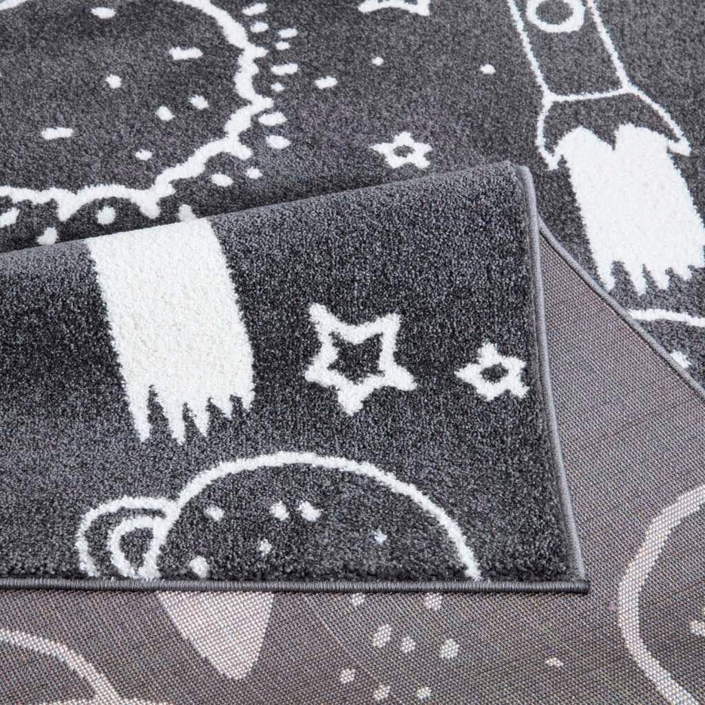 Carpet City Kinderteppich »ANIME912«, rechteckig, 11 mm Höhe, Kinderzimmer Teppich Modern mit Mond, Blumen, Wolken, Creme, Multi