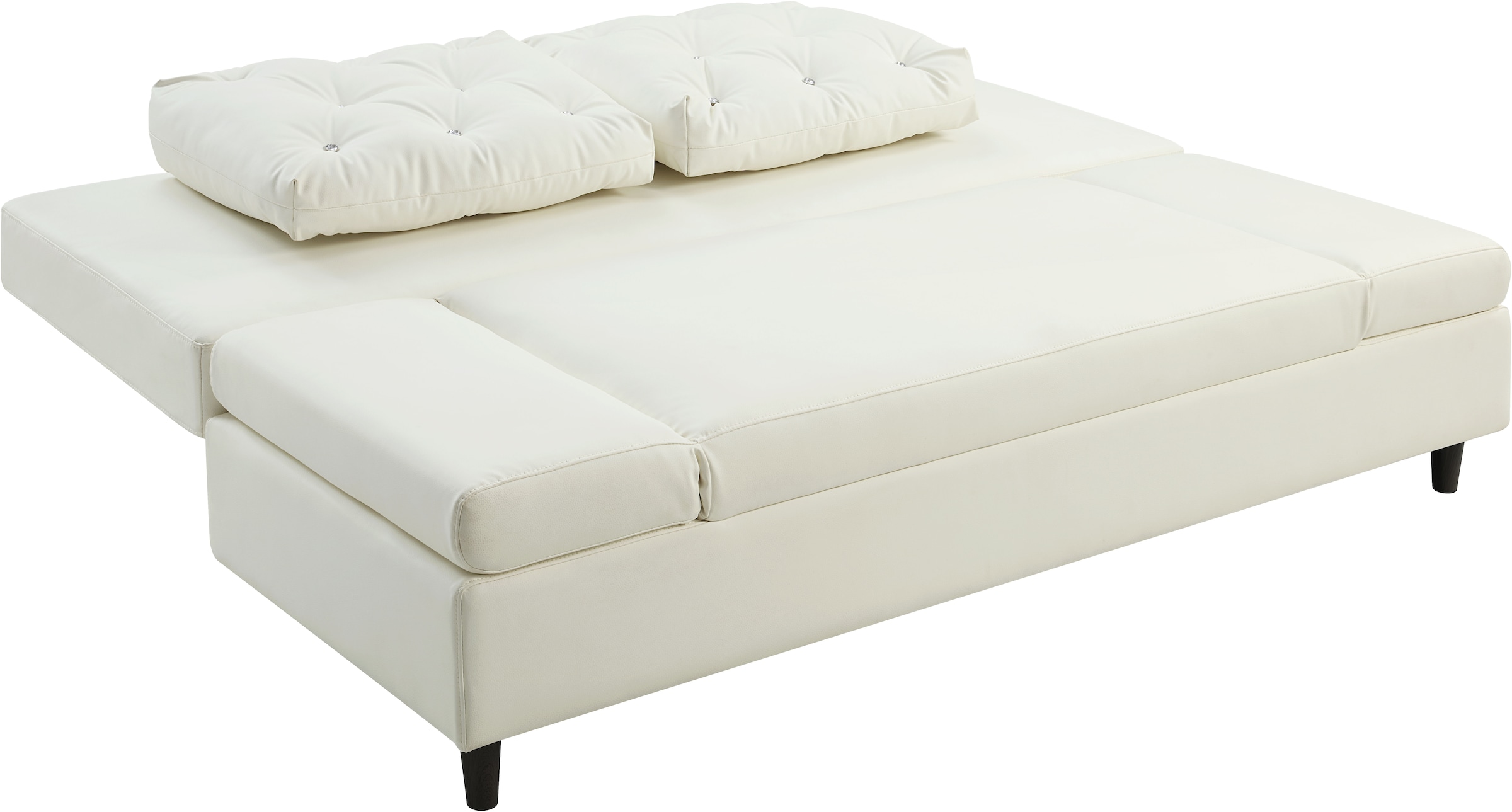 ATLANTIC home collection Schlafsofa »Coco«, mit Bettkasten, Kunstleder und Kissen mit Strasssteinen