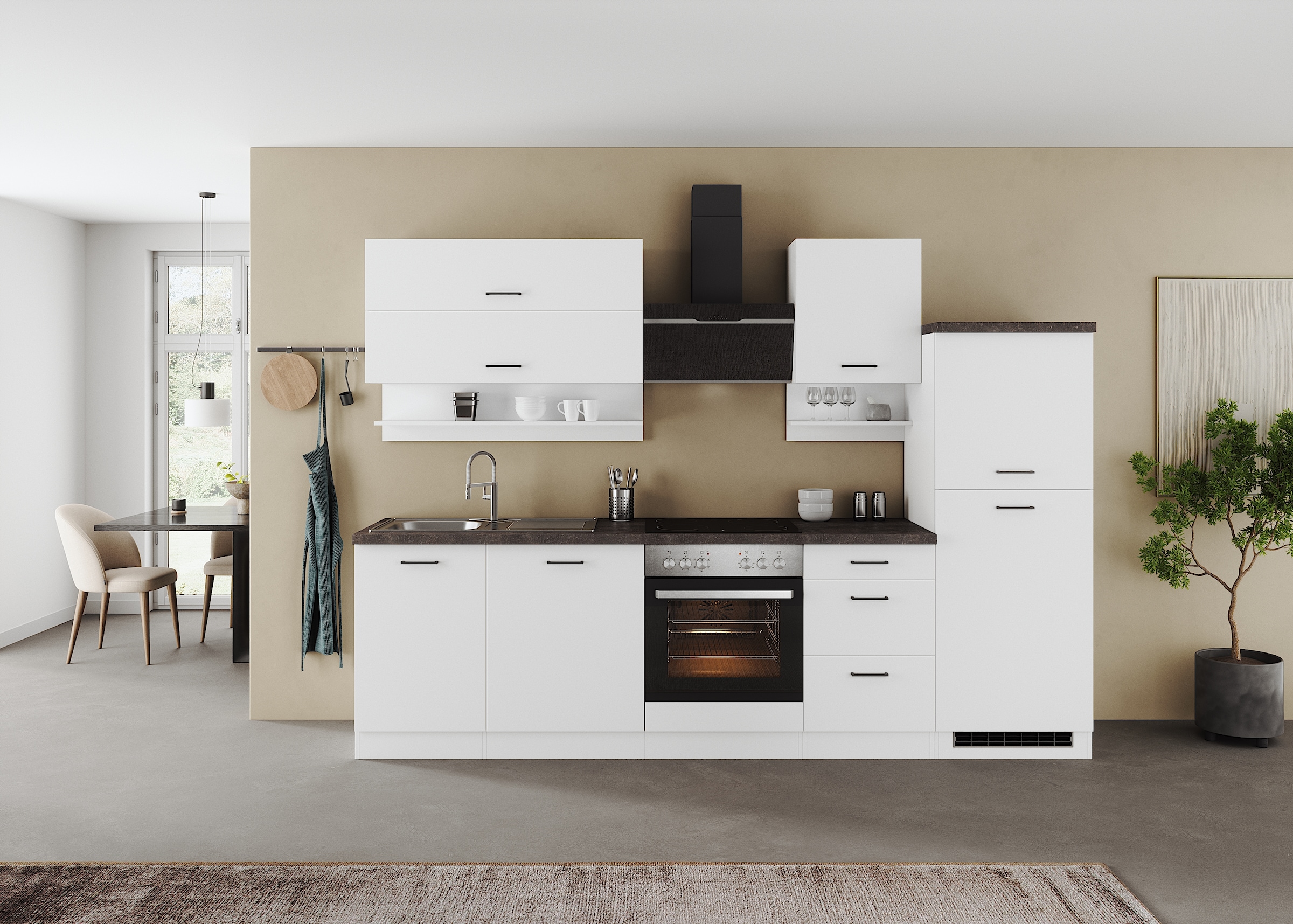 KOCHSTATION Küchenzeile »KS-Frieda Breite 280 cm« wahlweise mit E-Geräten, günstig online kaufen