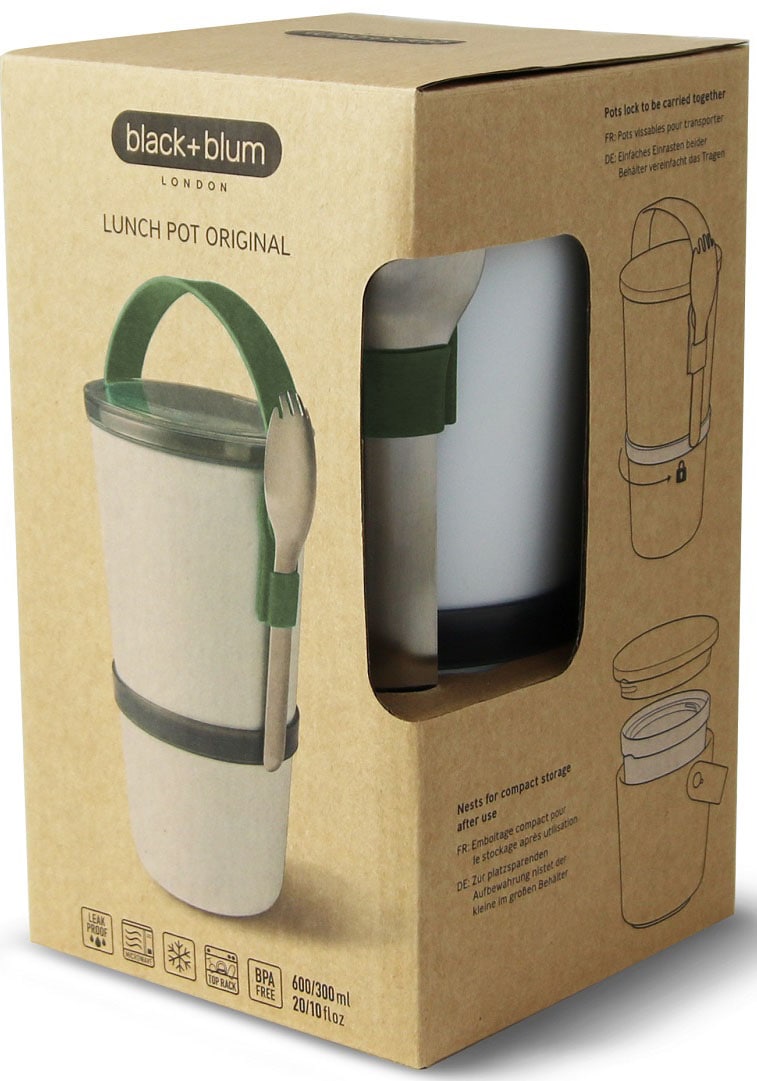 black+blum Lunchbox Set, 1 Stk. tlg. 2-in-1, mit Tragegurt und Göffel (Gabel-Löffel-Kombination), 900 ml